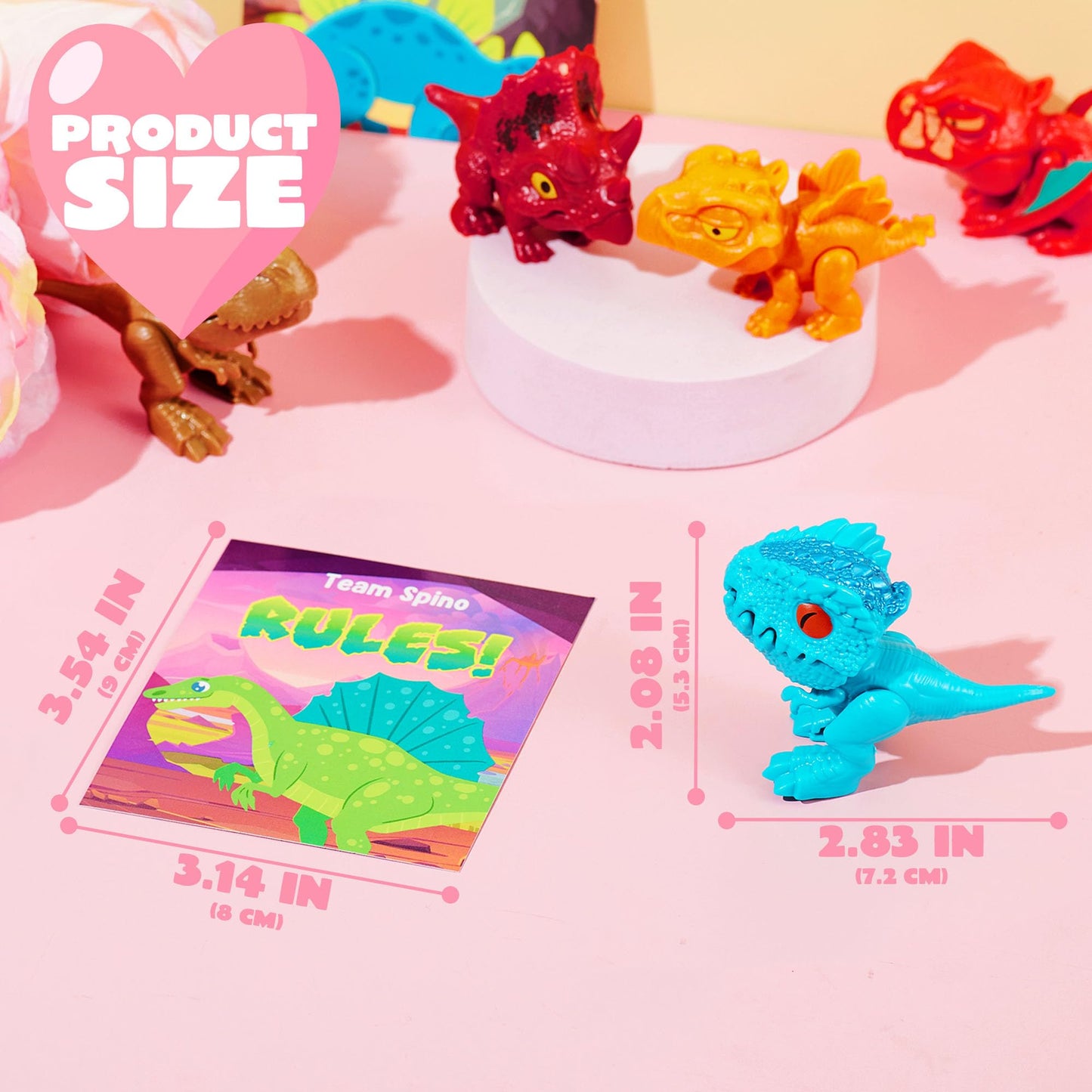 JOYIN 24 Pcs Valentine's Day Cards with Movable Dinosaur Toys – 12 Designs, Classroom Favors