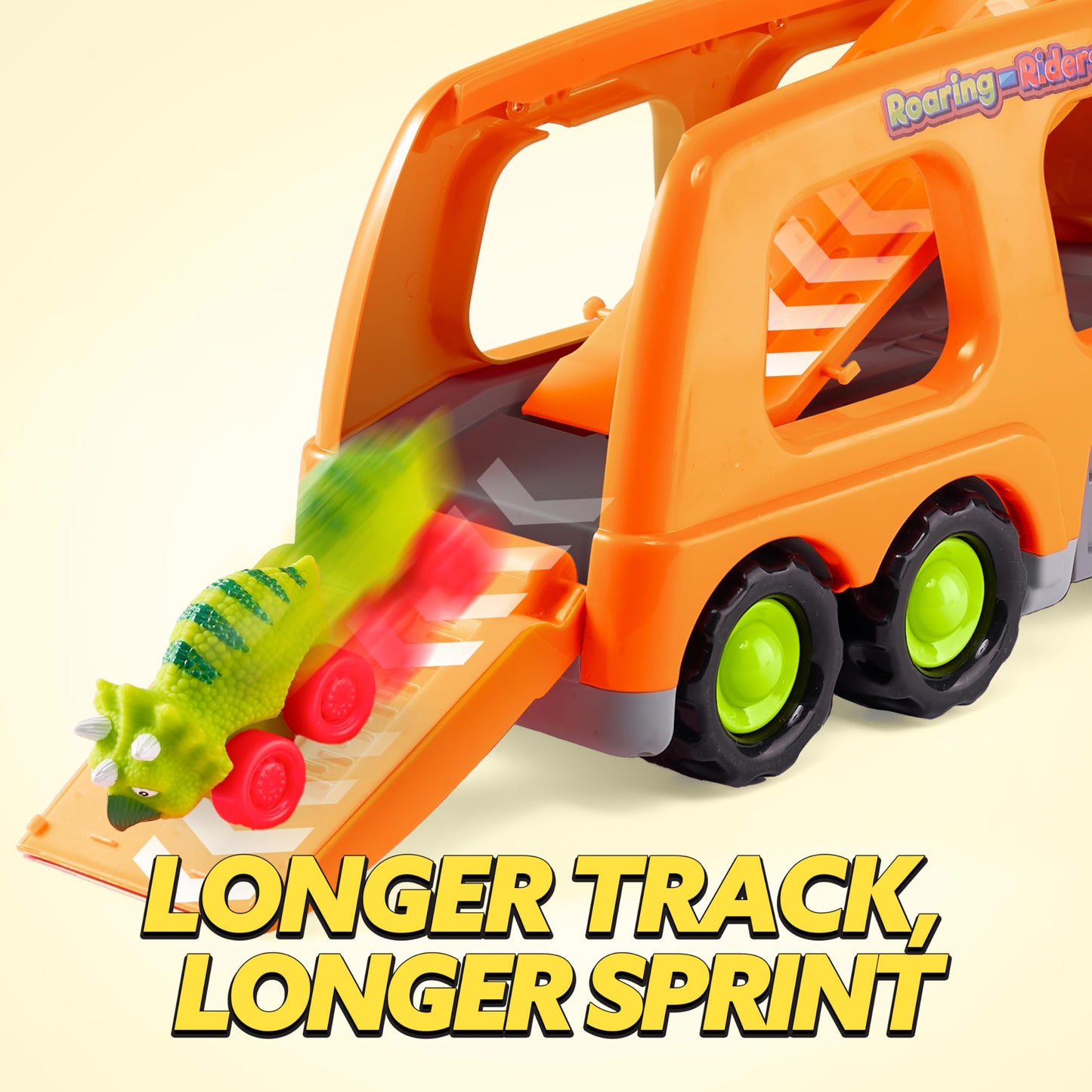 JOYIN Dinosaur Carrier Truck with 6 Mini Cars – Toys for Kids 2-4, Music & Lights