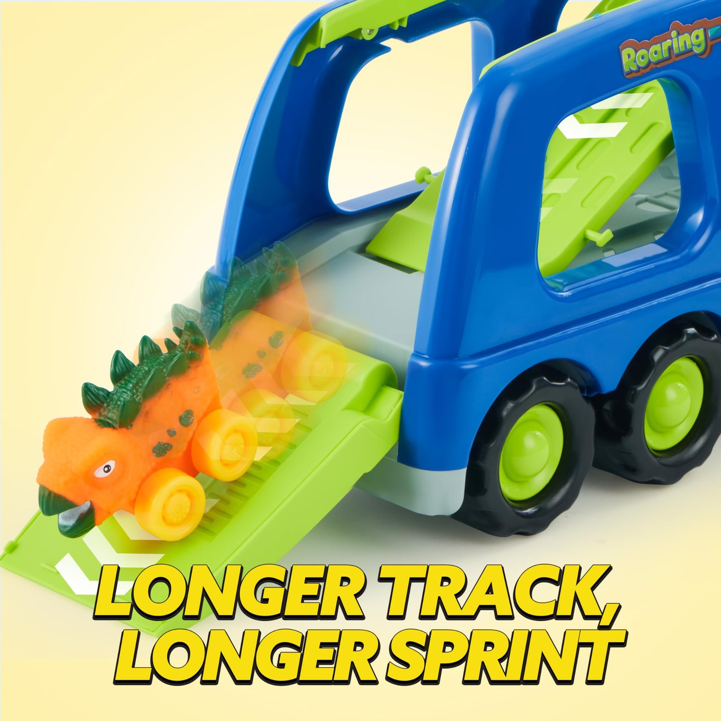 JOYIN Dinosaur Truck Toy for Kids – 6 Figures, Lights, Music & Built-In Storage