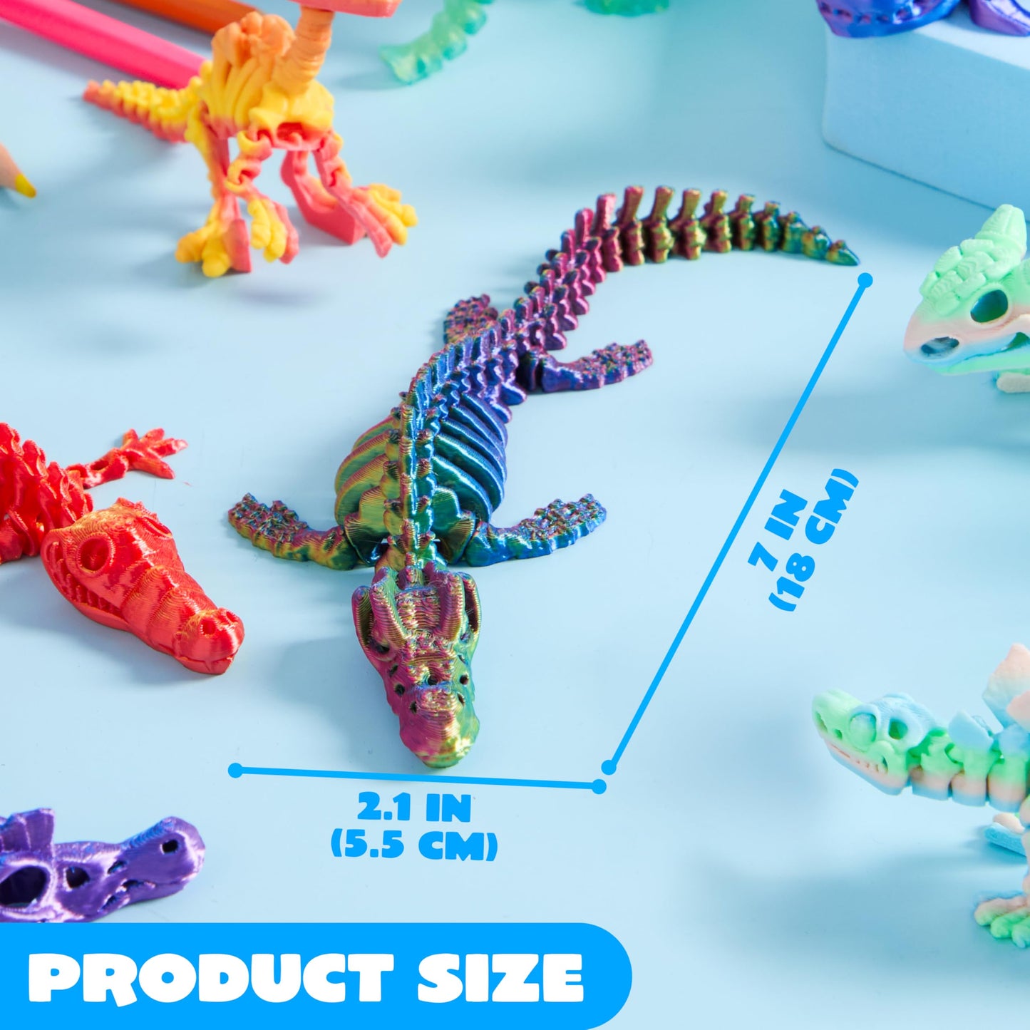 JOYIN 12-Piece 3D Printed Dinosaur Fidget Toys – Articulated Skeletons for Kids, Party Favors
