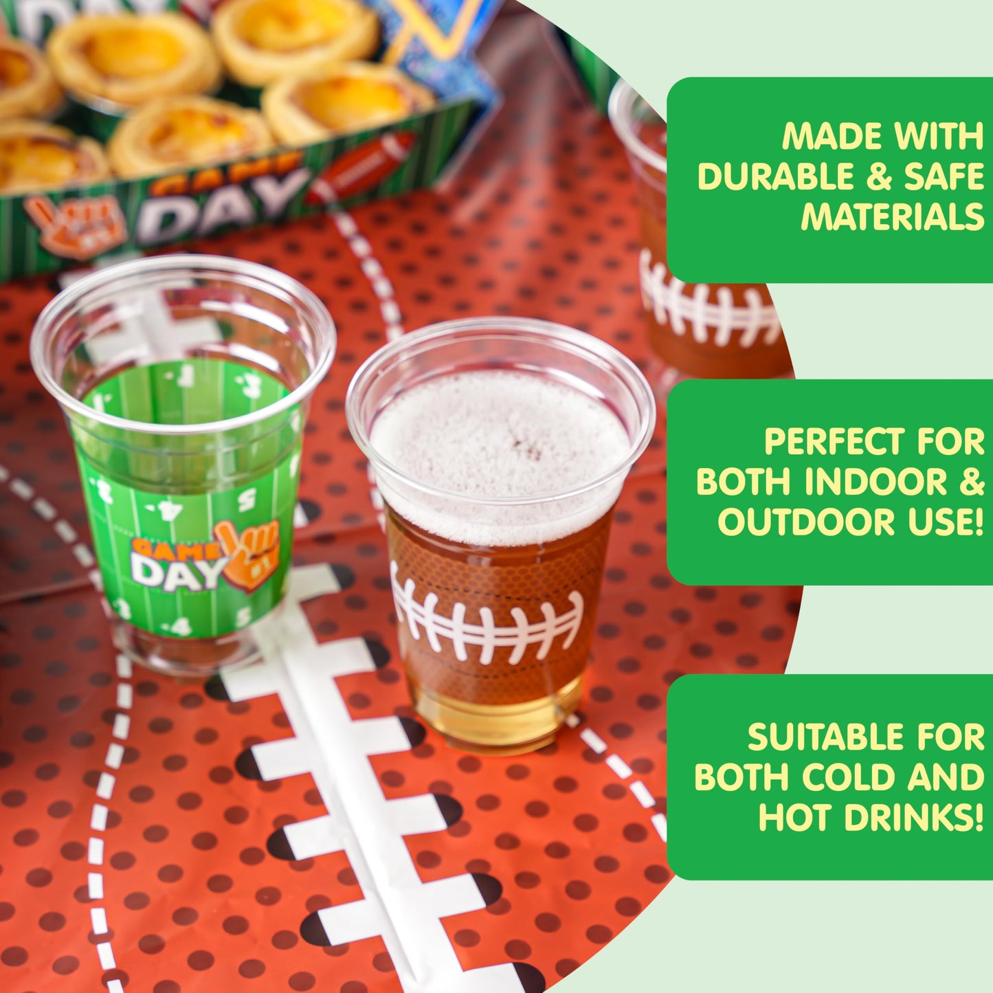 JOYIN 24-Pack 16oz Football Plastic Cups – Disposable Bulk for Sports Parties & Football Party Decor