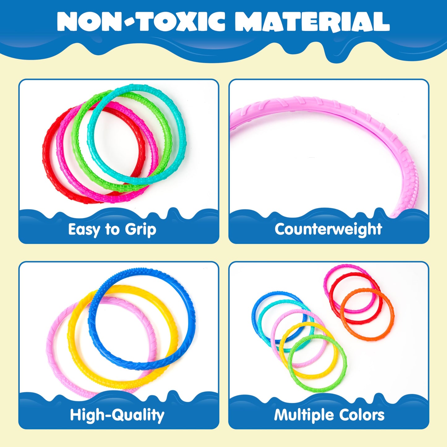 JOYIN Dive Circles Pool Toys – 8 Colorful Rings for Kids | Underwater Training