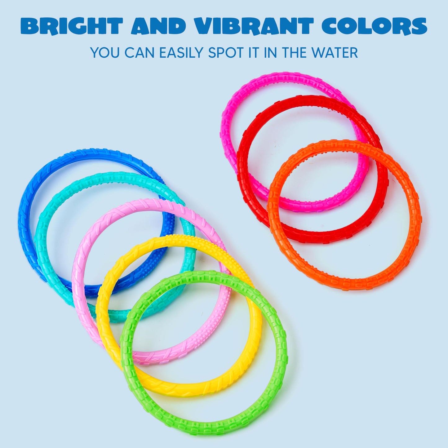 JOYIN Dive Circles Pool Toys – 8 Colorful Rings for Kids | Underwater Training