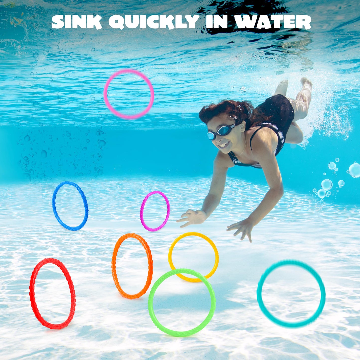 JOYIN Dive Circles Pool Toys – 8 Colorful Rings for Kids | Underwater Training