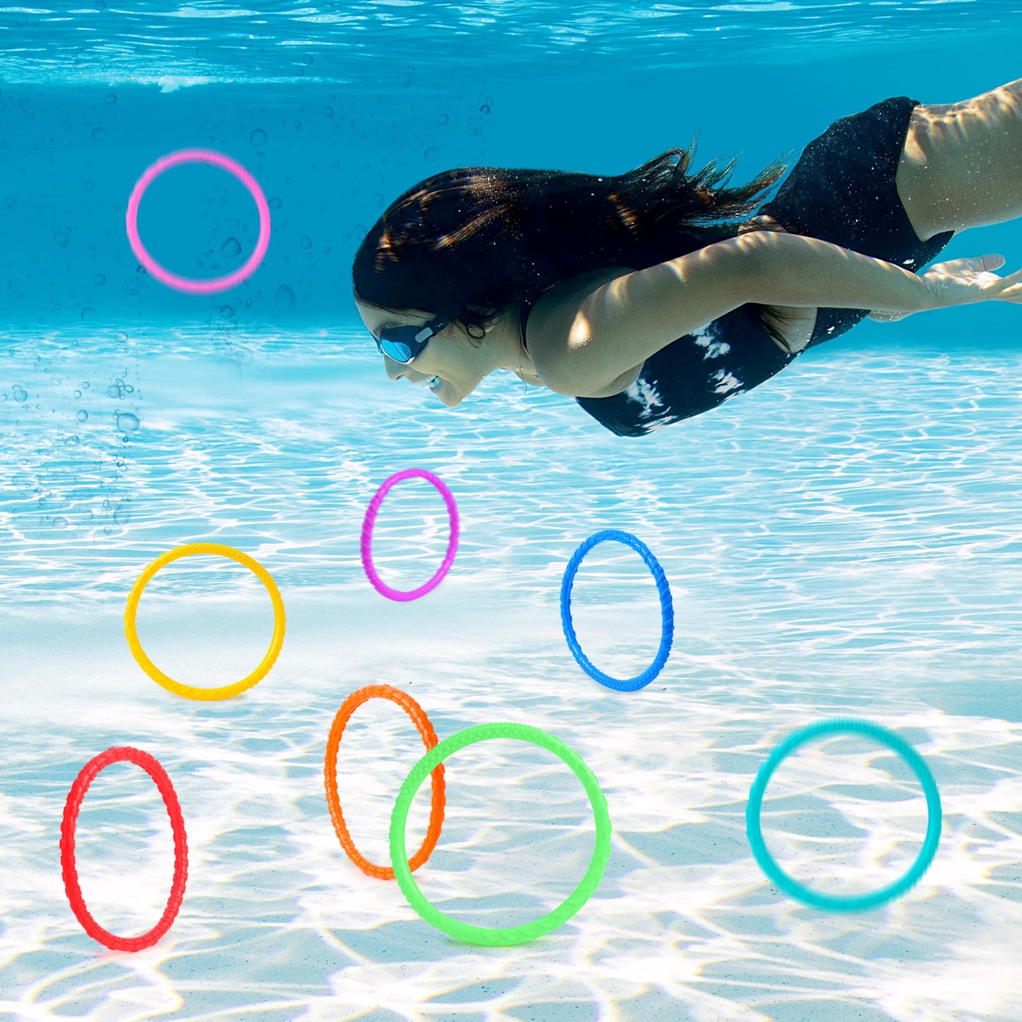 JOYIN Dive Circles Pool Toys – 8 Colorful Rings for Kids | Underwater Training