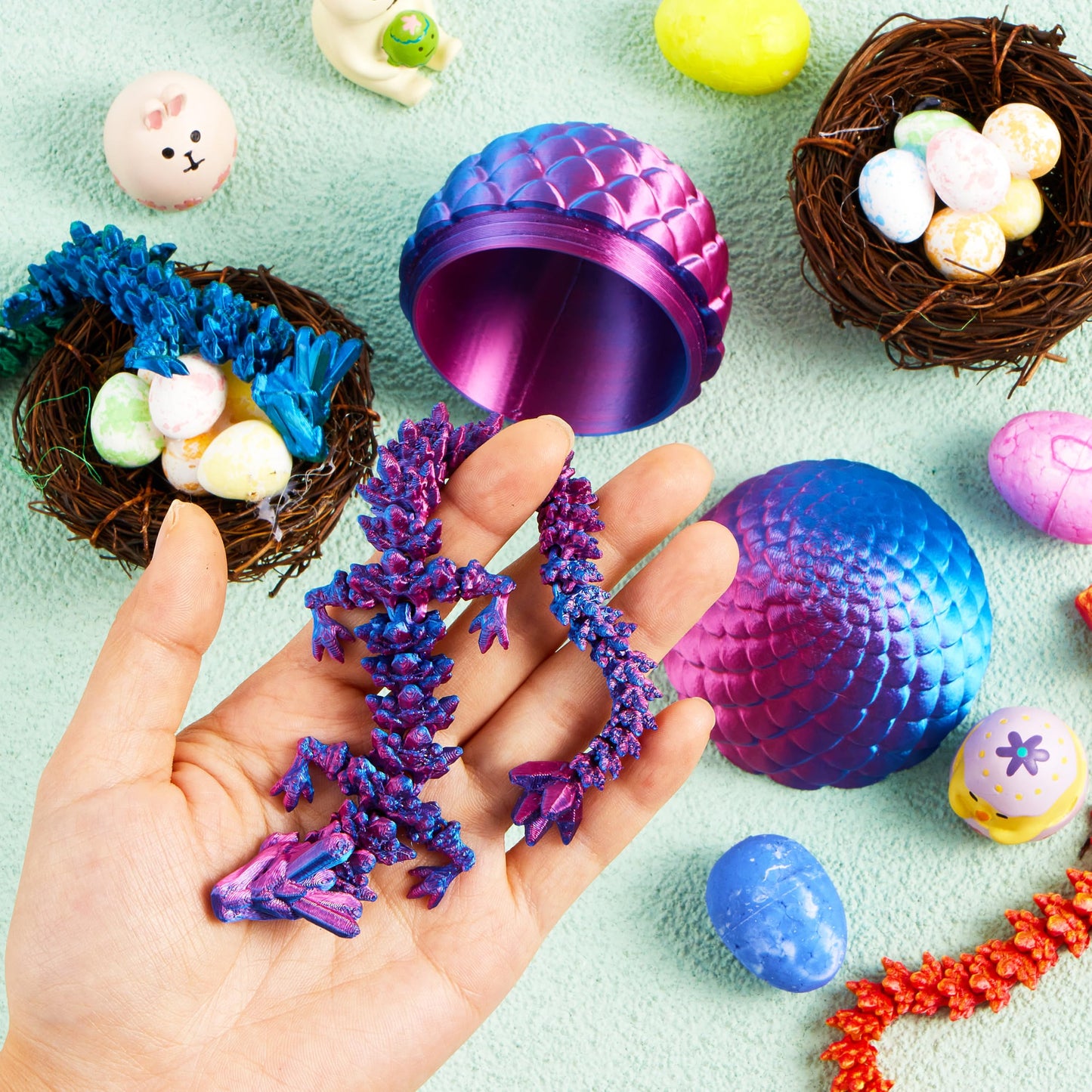 JOYIN 3D Printed Dragon Egg — 12-inch Laser Purple Dragon Inside | Easter Toys & Classroom Prizes