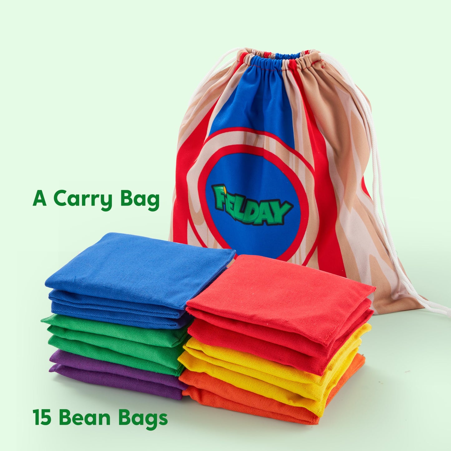 JOYIN 16 Cornhole Bean Bags Set – 4.7” x 4.7”, All-Weather Nylon, Carry Bag Included
