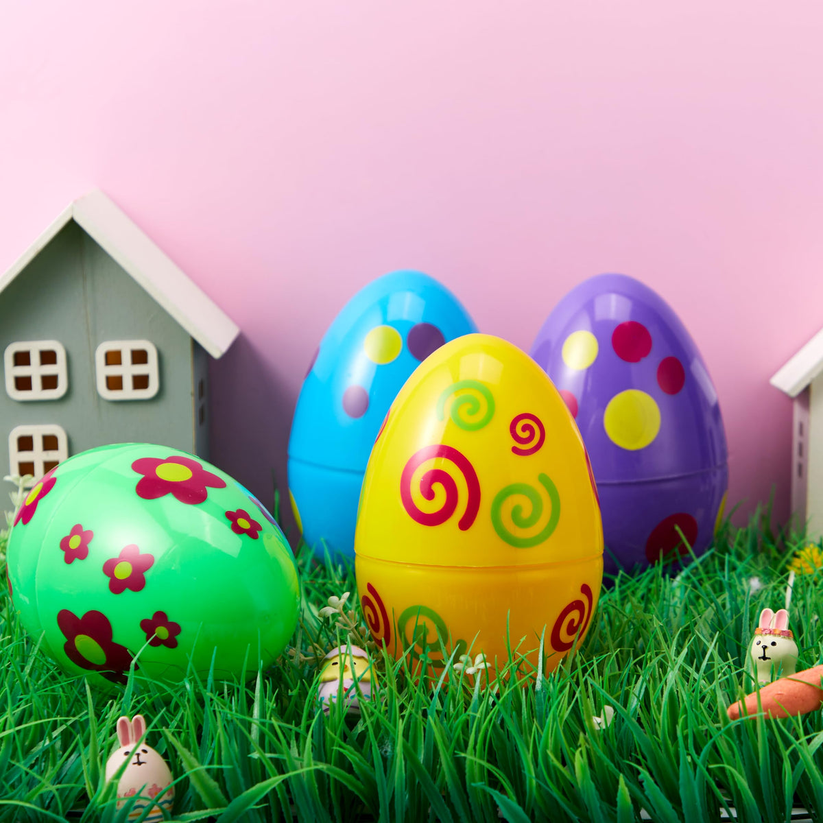 JOYIN 6 Pcs Large Printed Easter Eggs – Jumbo 6-in Fillable Eggs for Easter Hunts & Decor
