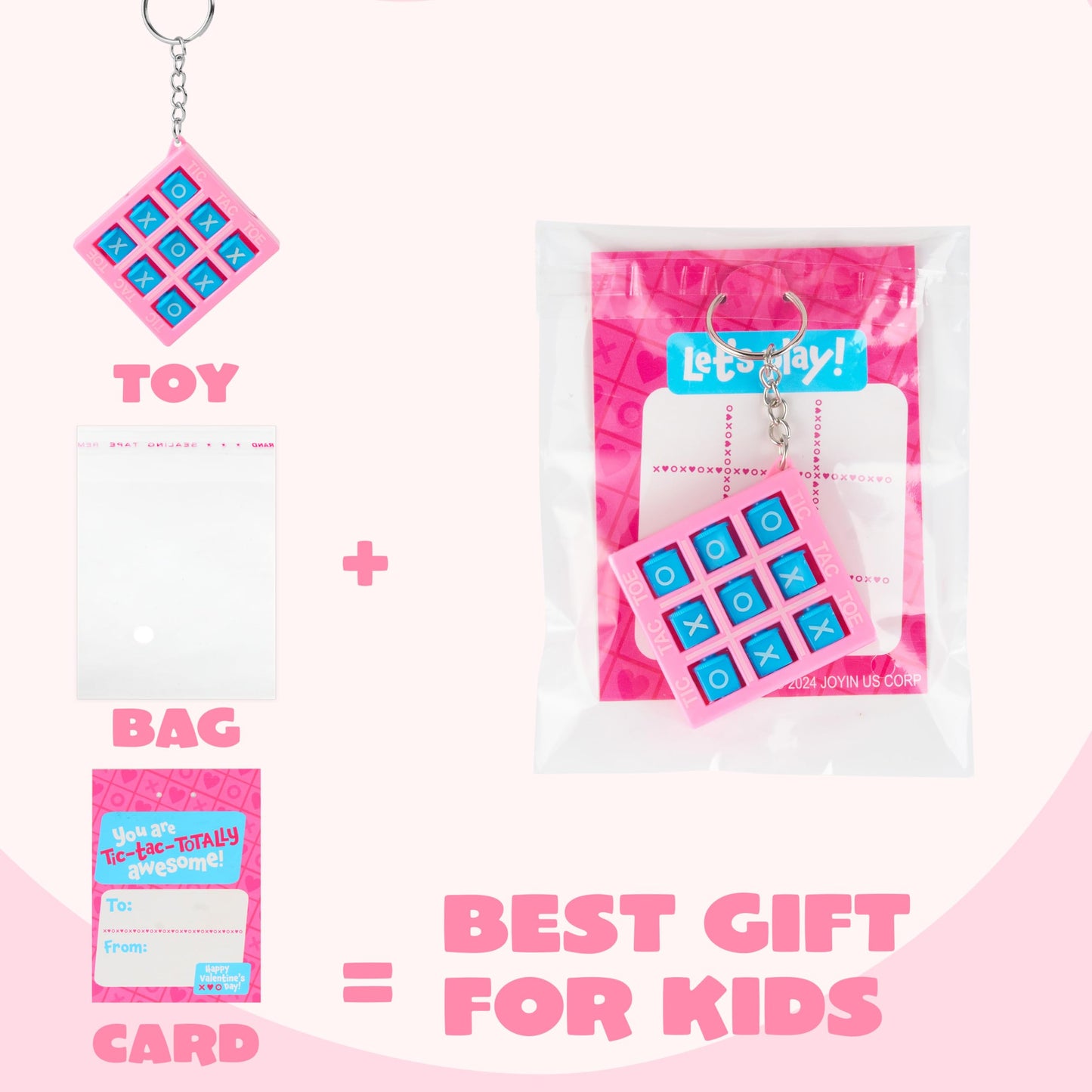 JOYIN 36-Piece Valentines Tic-Tac-Toe Keychains with Greeting Cards