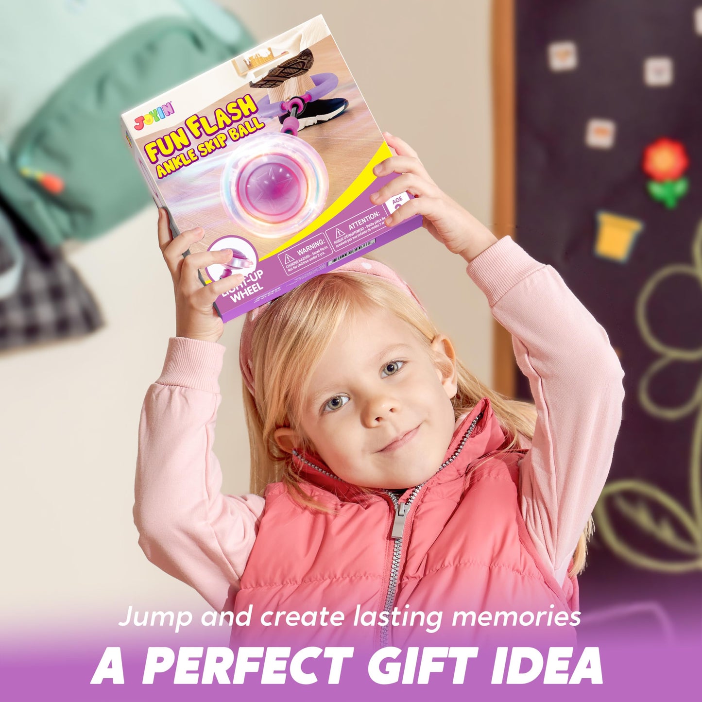 JOYIN Purple Ankle Skip Ball with Flashing Lights – Indoor & Outdoor Toy for Kids 3+