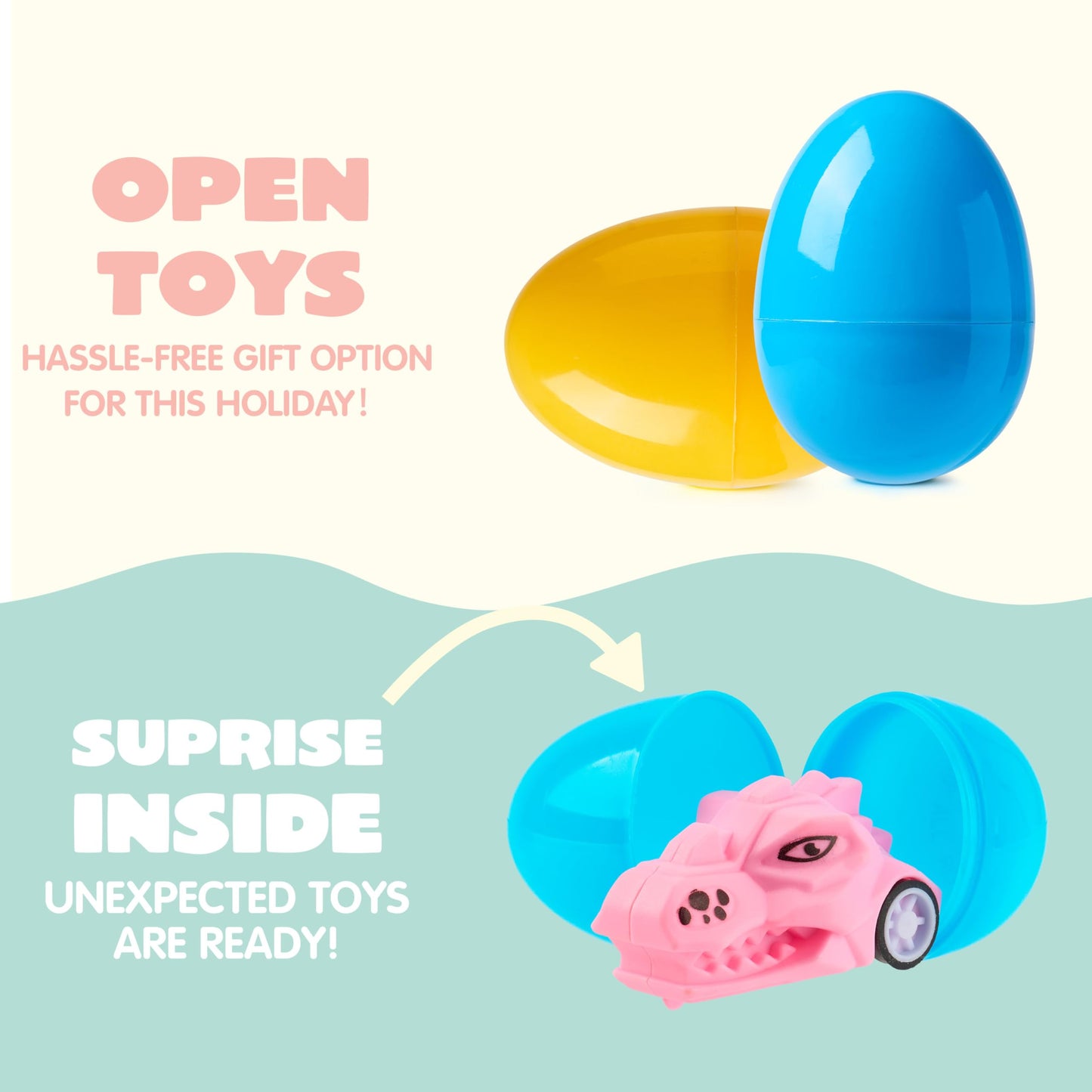 JOYIN 200 Pcs Prefilled Easter Eggs with Assorted Toys & Stickers Inside | Easter Egg Hunt Favors