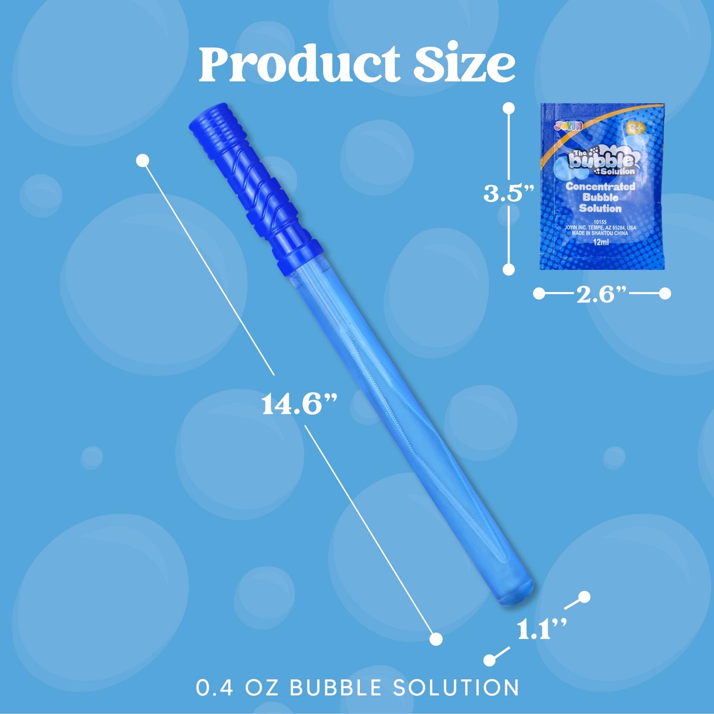 JOYIN 14.6-Inch Big Bubble Wands — 6-Color Giant Bubble Set with Refill Solution