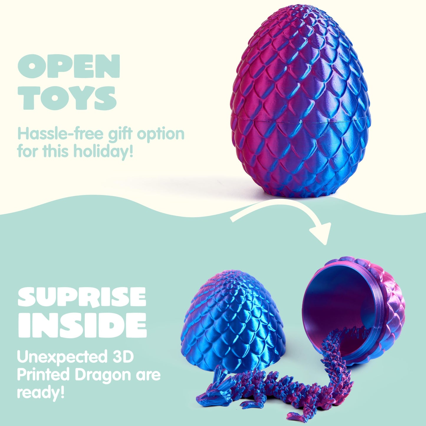 JOYIN 3D Printed Dragon Egg — 12-inch Laser Purple Dragon Inside | Easter Toys & Classroom Prizes
