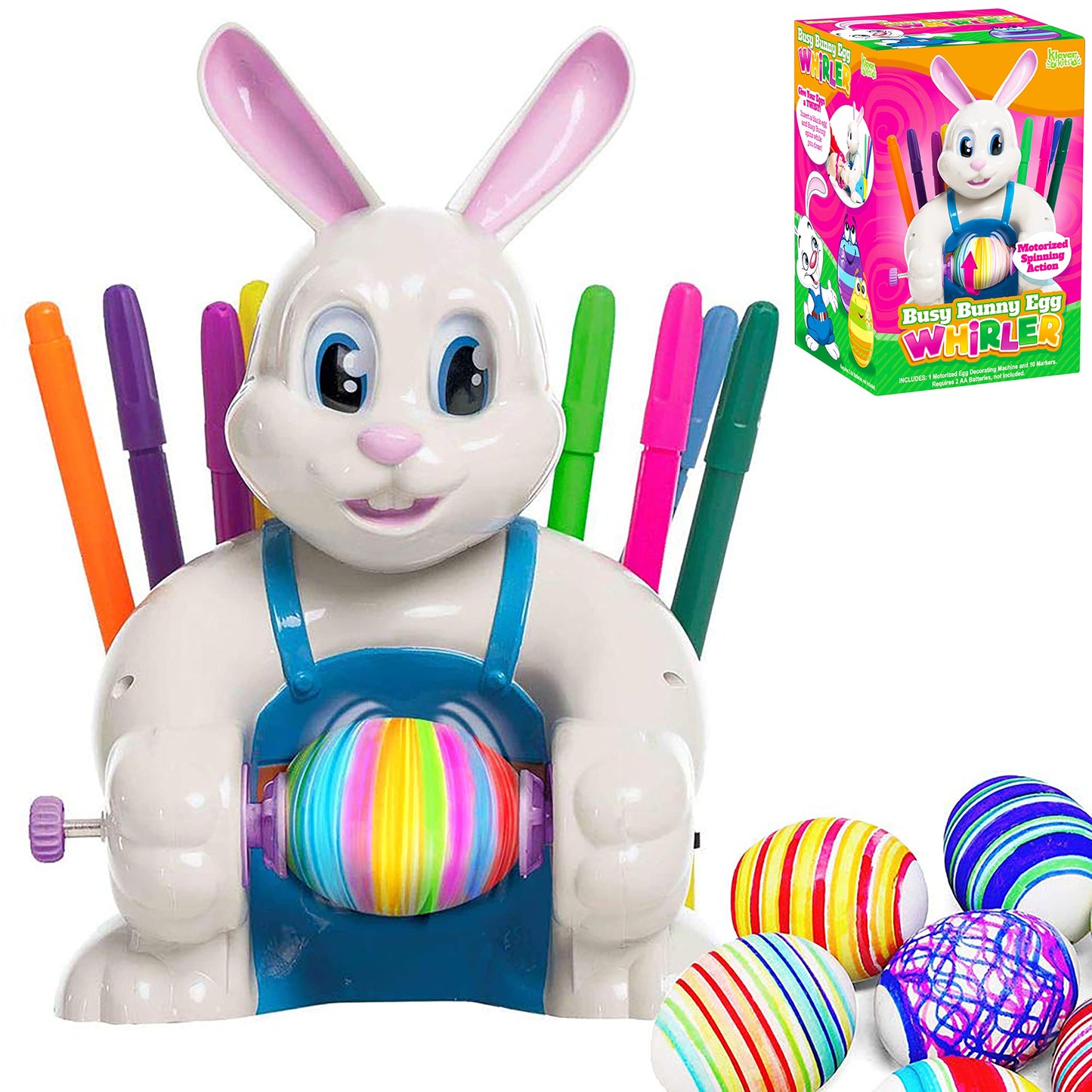 JOYIN Motorized Easter Egg Decorator Kit — Busy Bunny Spinner with 10 Non-Toxic Markers