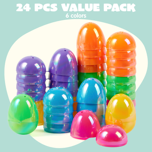 JOYIN 24 Pcs Iridescent Easter Eggs 2.3-inch for Filling, Egg Hunts & Party Favors