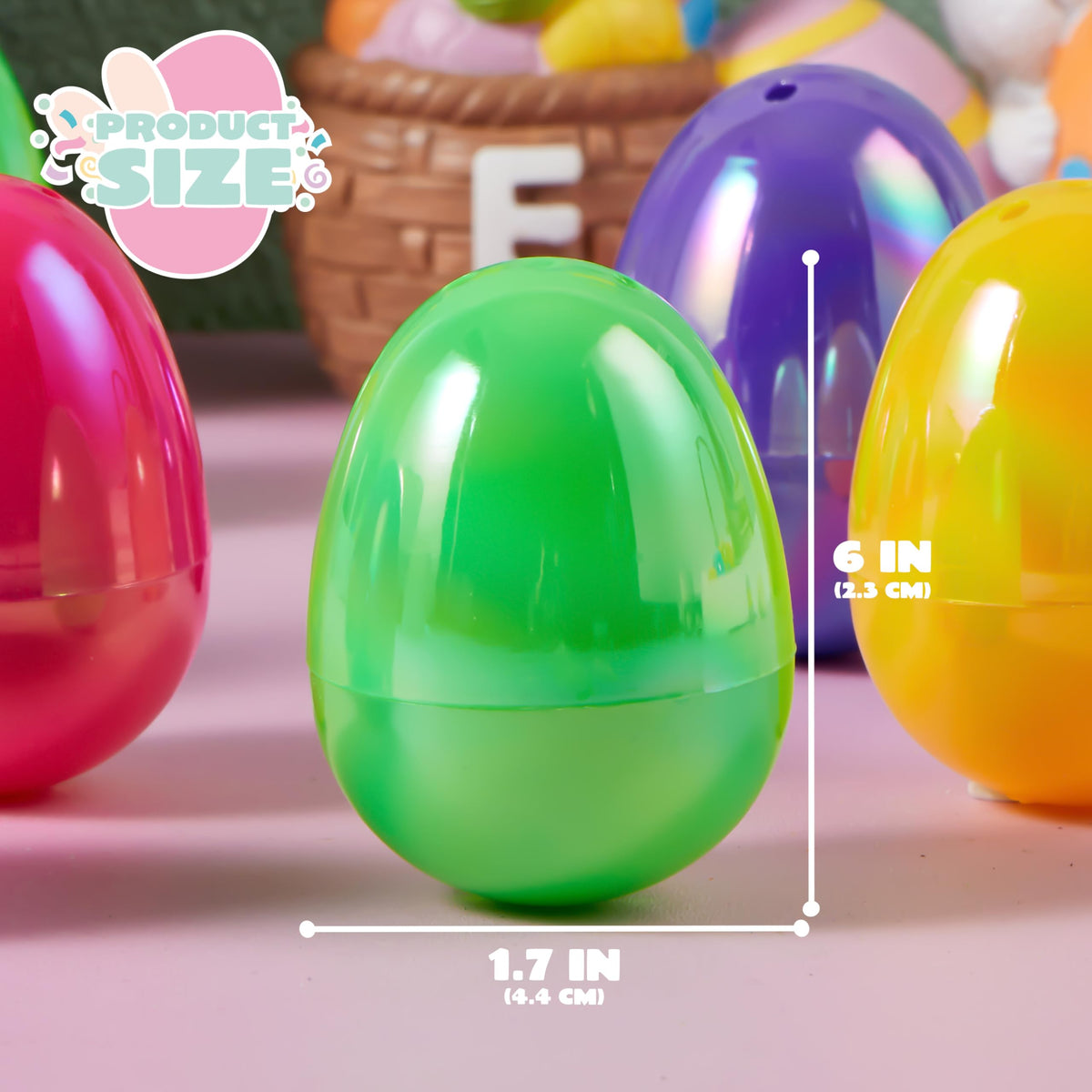 JOYIN 24 Pcs Iridescent Easter Eggs 2.3-inch for Filling, Egg Hunts & Party Favors