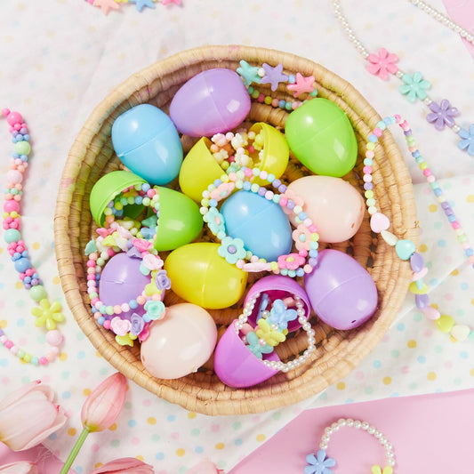 JOYIN 12-Pack Prefilled Easter Eggs with Jewelry Toys – 24 Necklaces & Bracelets for Kids