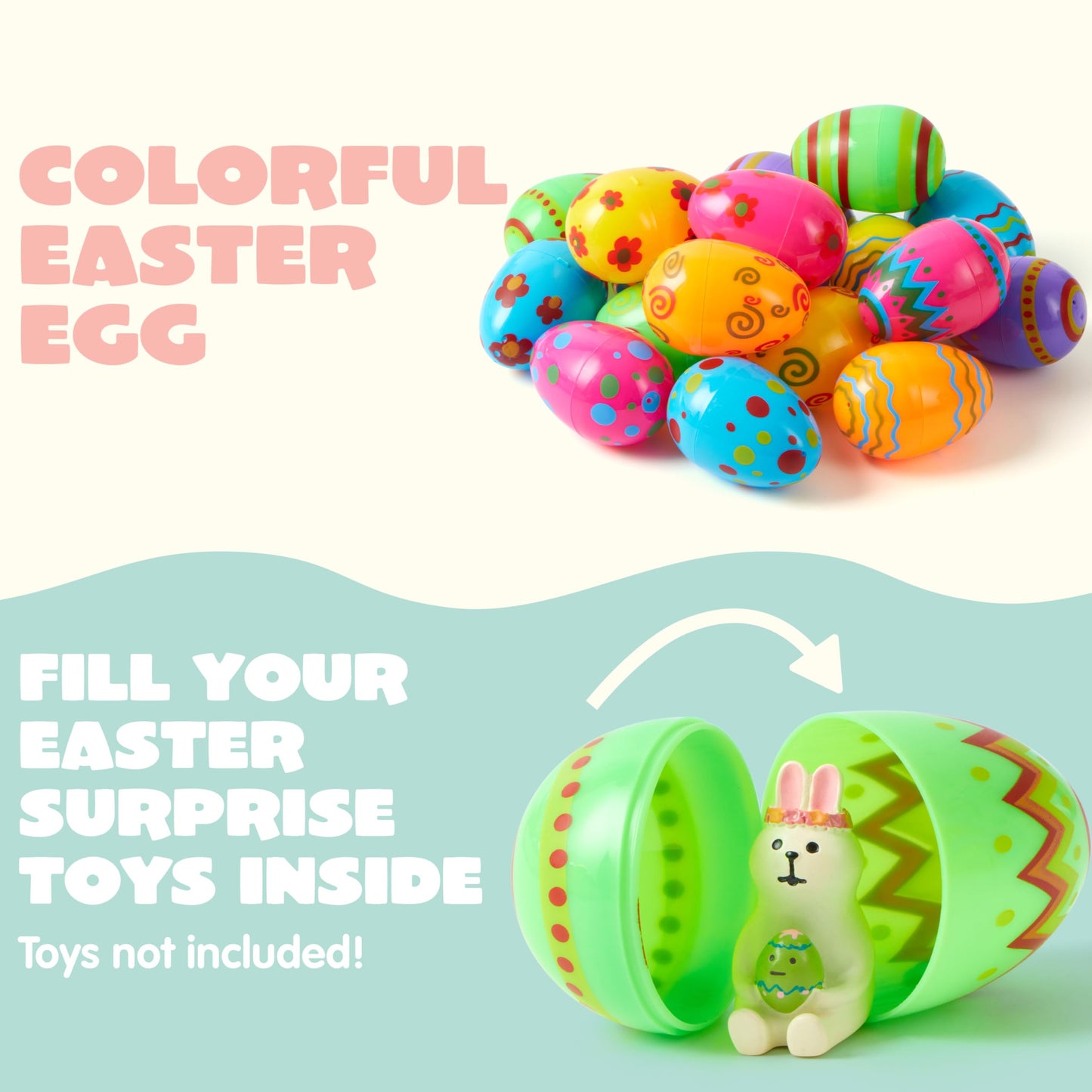 JOYIN 18-Pack Colorful Fillable Easter Eggs with Hinged Tops – 3.15-Inch Plastic Eggs for Easter Hunts and Party Favors