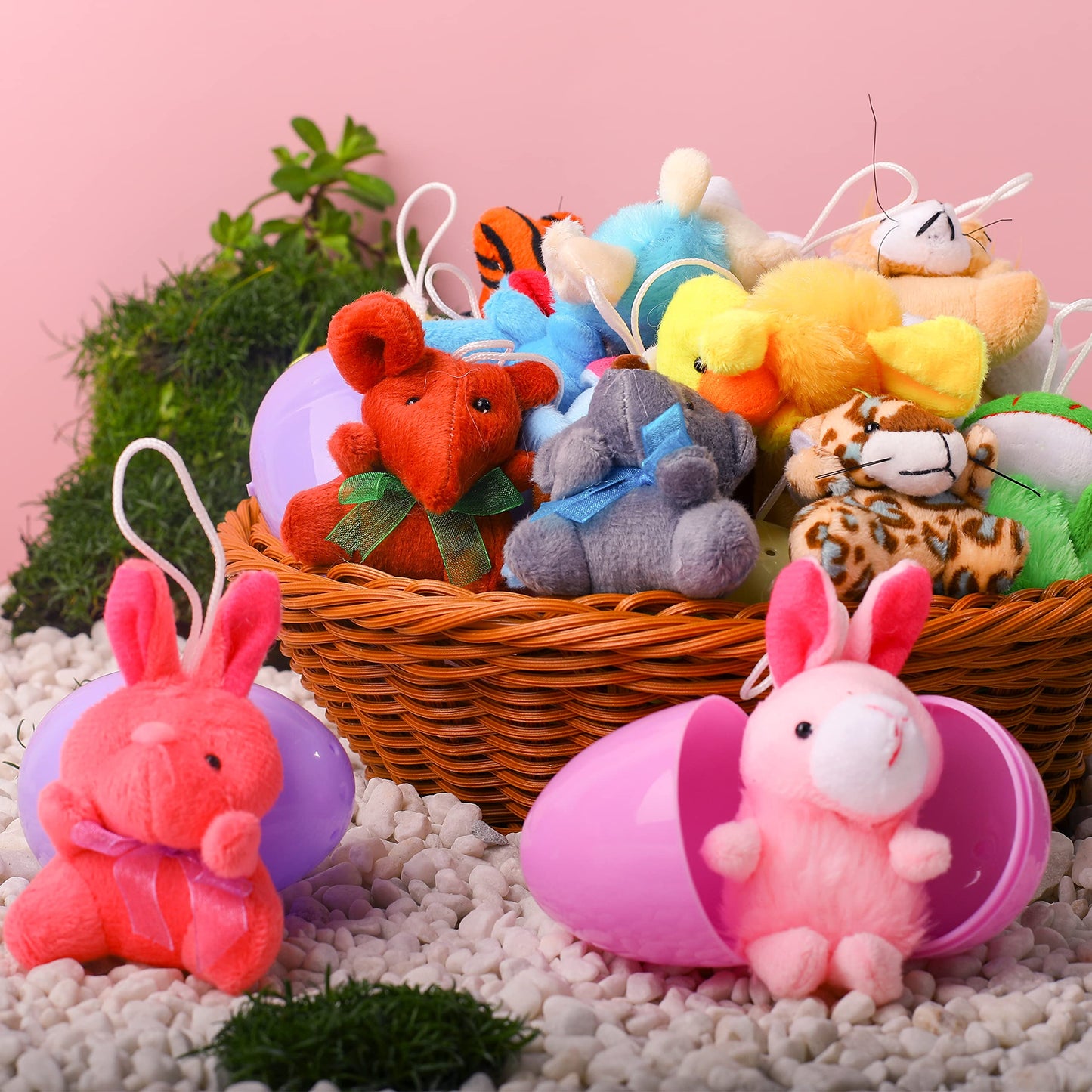 JOYIN 24-Pack Prefilled Easter Eggs with Mini Plush Toys