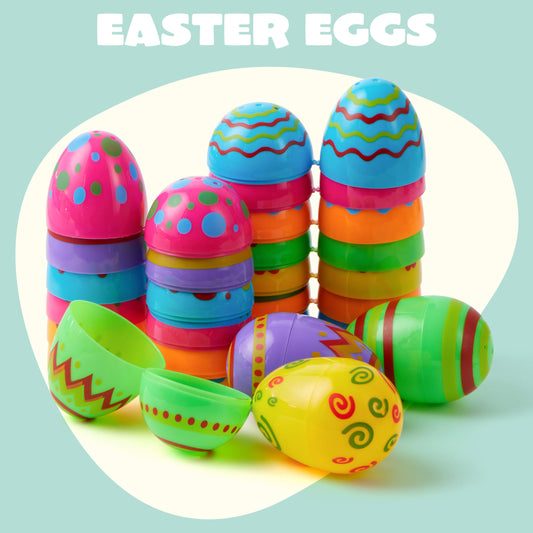 JOYIN 18-Pack Colorful Fillable Easter Eggs with Hinged Tops – 3.15-Inch Plastic Eggs for Easter Hunts and Party Favors