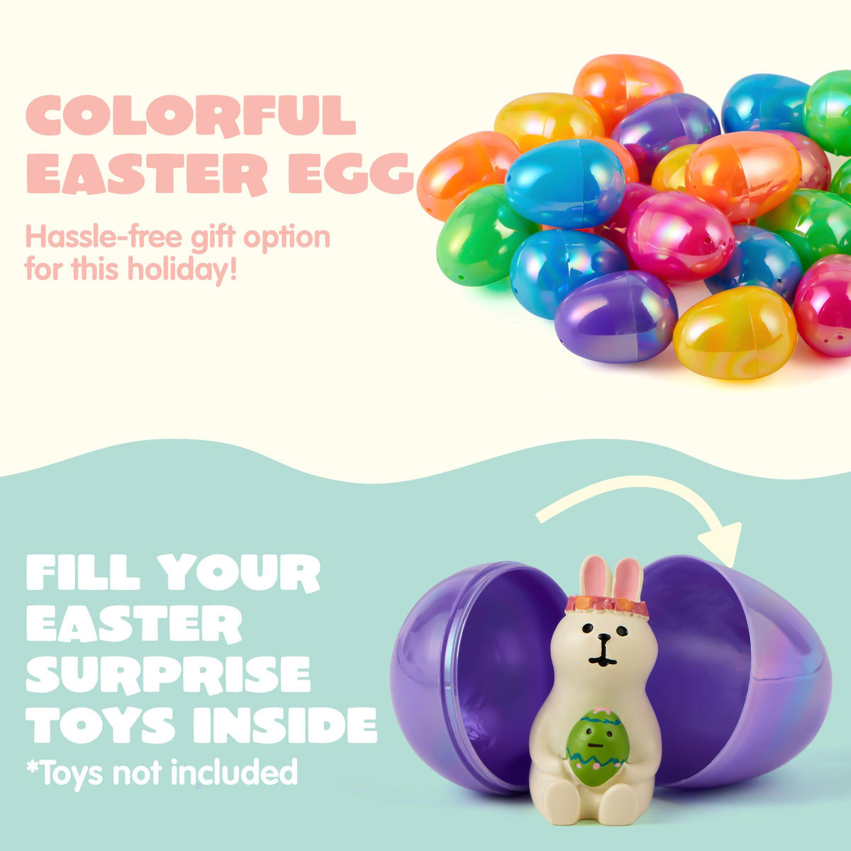 JOYIN 24 Pcs Iridescent Easter Eggs 2.3-inch for Filling, Egg Hunts & Party Favors