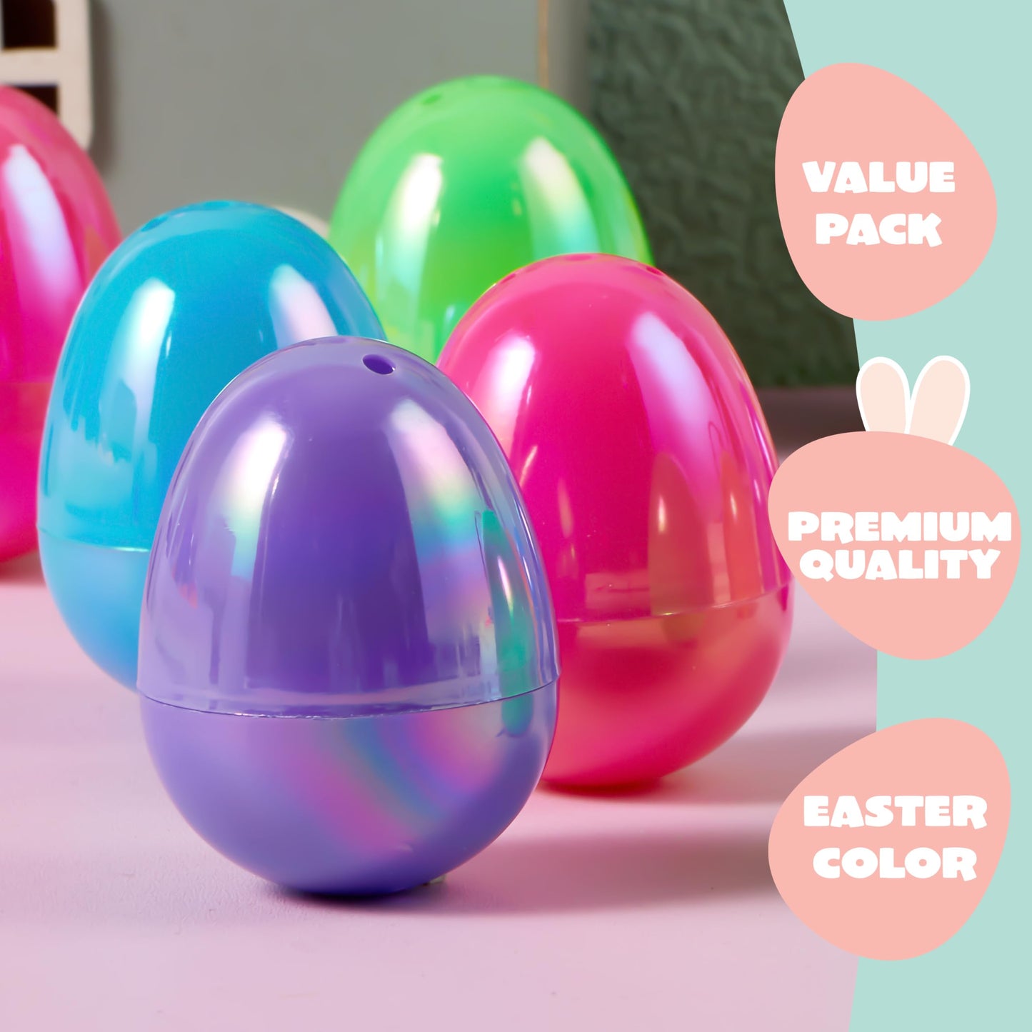 JOYIN 24 Pcs Iridescent Easter Eggs 2.3-inch for Filling, Egg Hunts & Party Favors