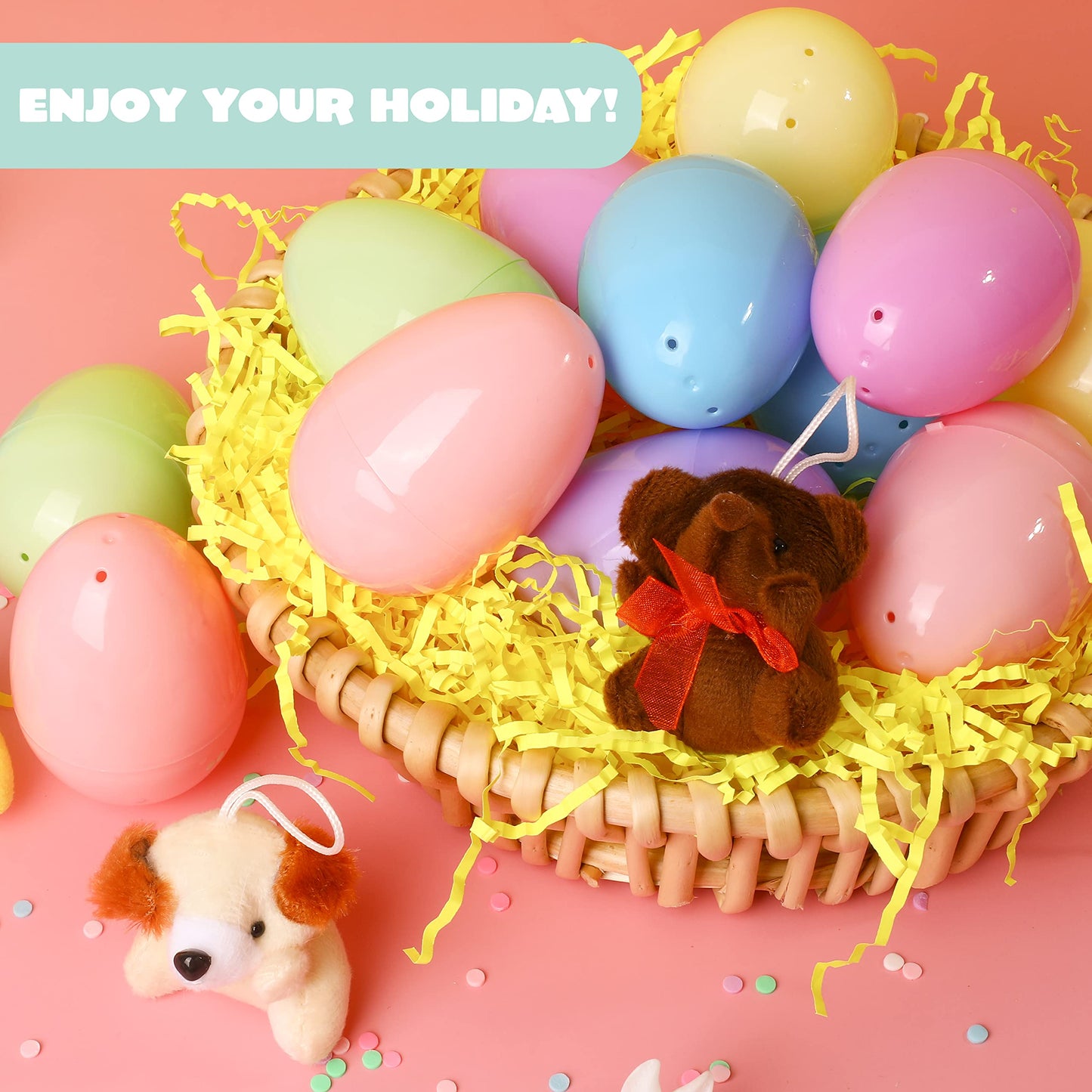 JOYIN 24-Pack Prefilled Easter Eggs with Mini Plush Toys