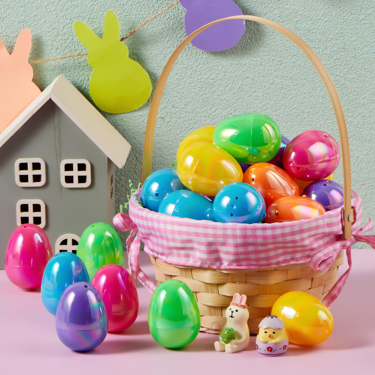 JOYIN 24 Pcs Iridescent Easter Eggs 2.3-inch for Filling, Egg Hunts & Party Favors