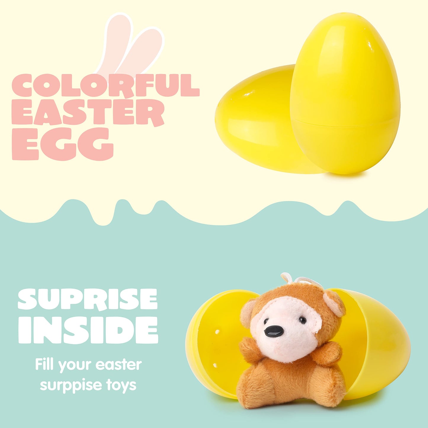 JOYIN 12 Pcs Prefilled Easter Eggs with Mini Plush Animals – Easter Egg Hunt Filler & Party Favors