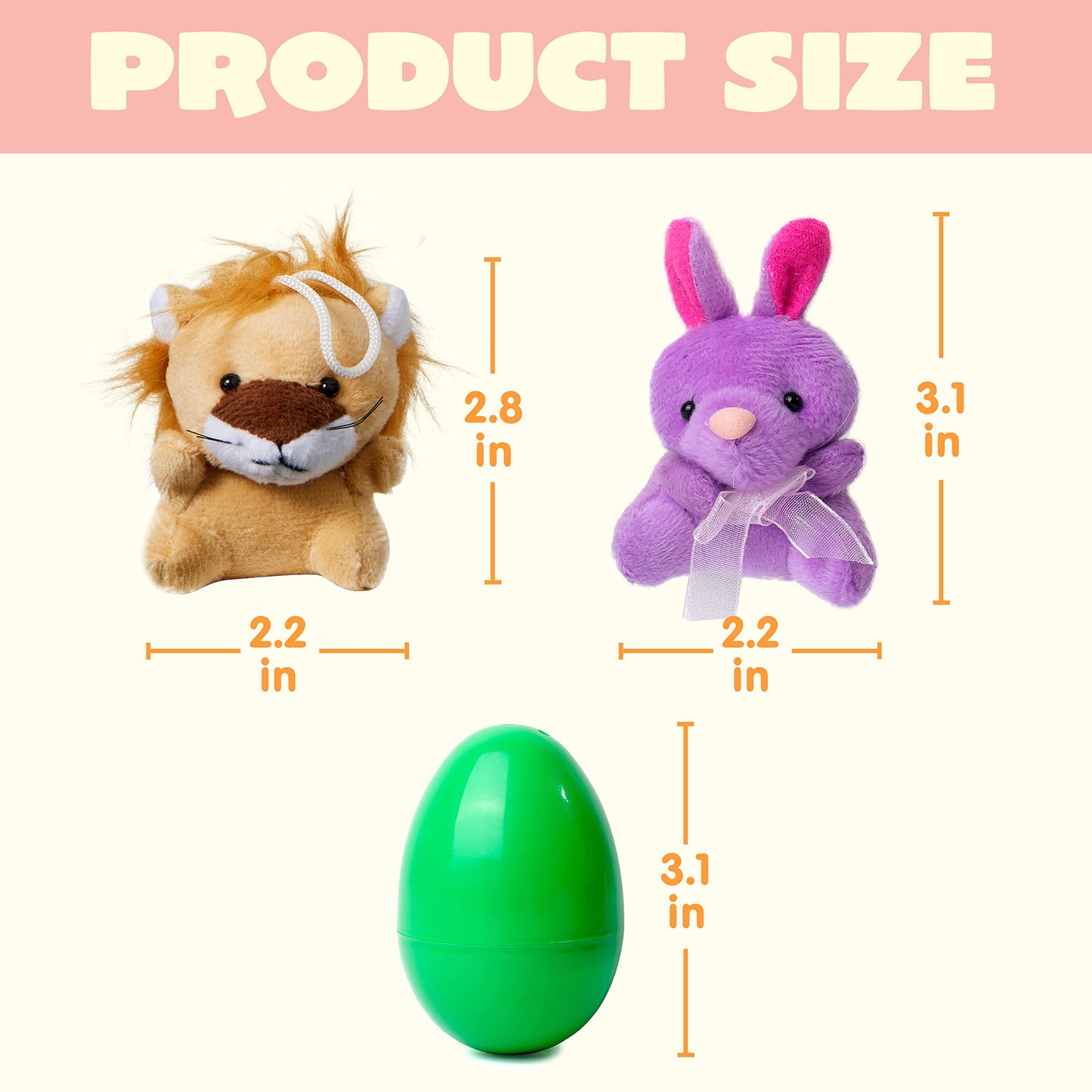 JOYIN 12 Pcs Prefilled Easter Eggs with Mini Plush Animals – Easter Egg Hunt Filler & Party Favors