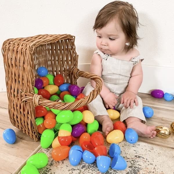 JOYIN 50Pcs Plastic Easter Eggs – 44 Colorful Fillable Eggs + 6 Golden Eggs for Easter Hunt & Party Favors