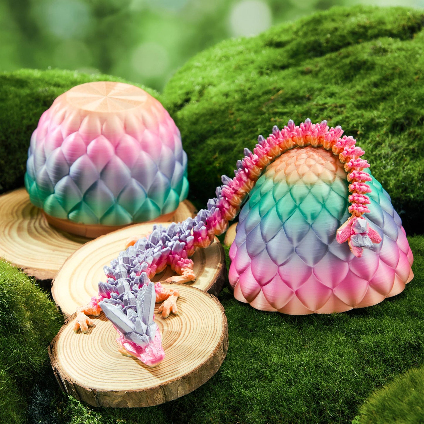 JOYIN 3D Printed Dragon Egg with 12-Inch Laser Rainbow Dragon Inside – Articulated Toy