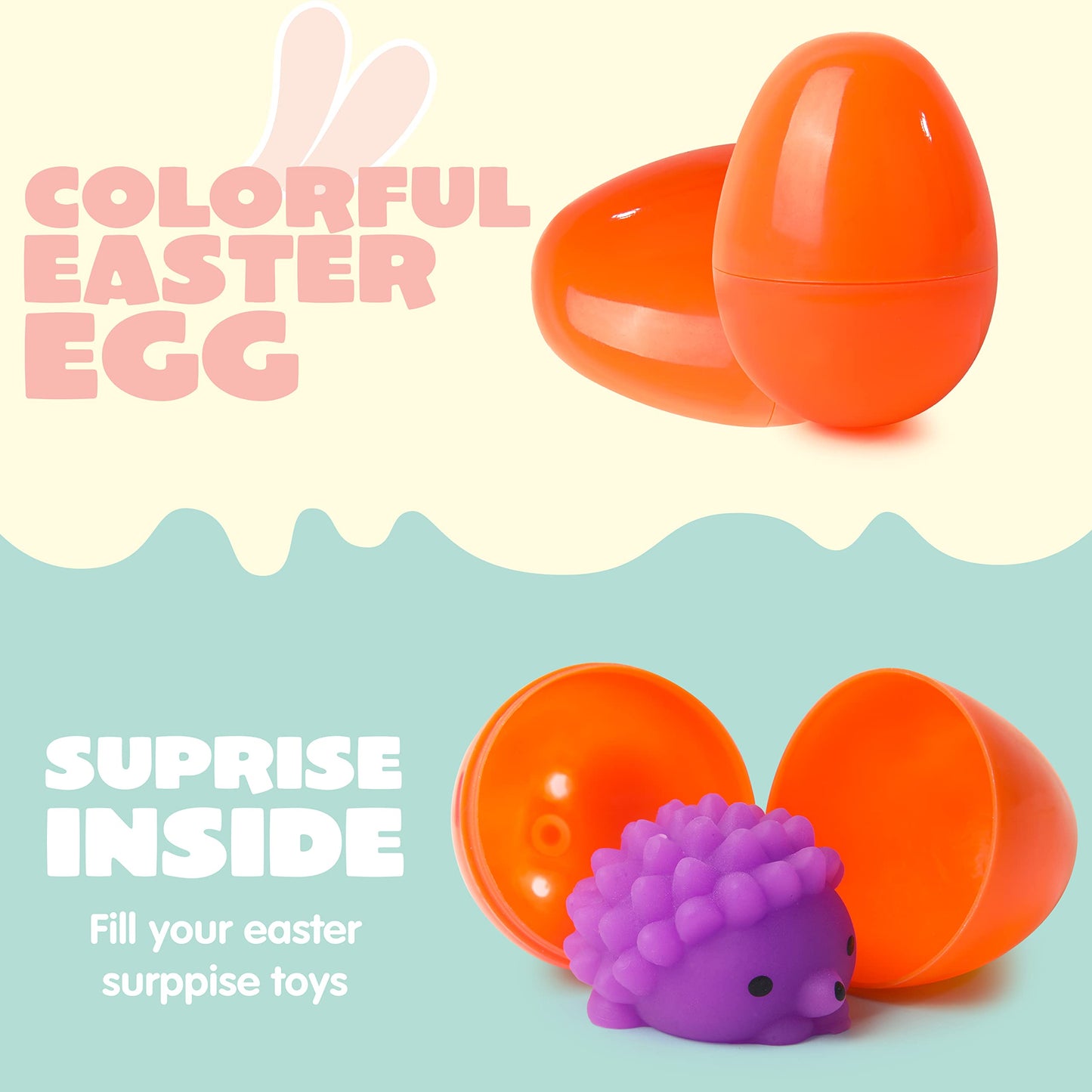 JOYIN 24 Pcs Easter Prefilled Eggs with Mochi Squishy Toys — Jumbo Eggs, Hinge Design, Party Favors & Basket Stuffers