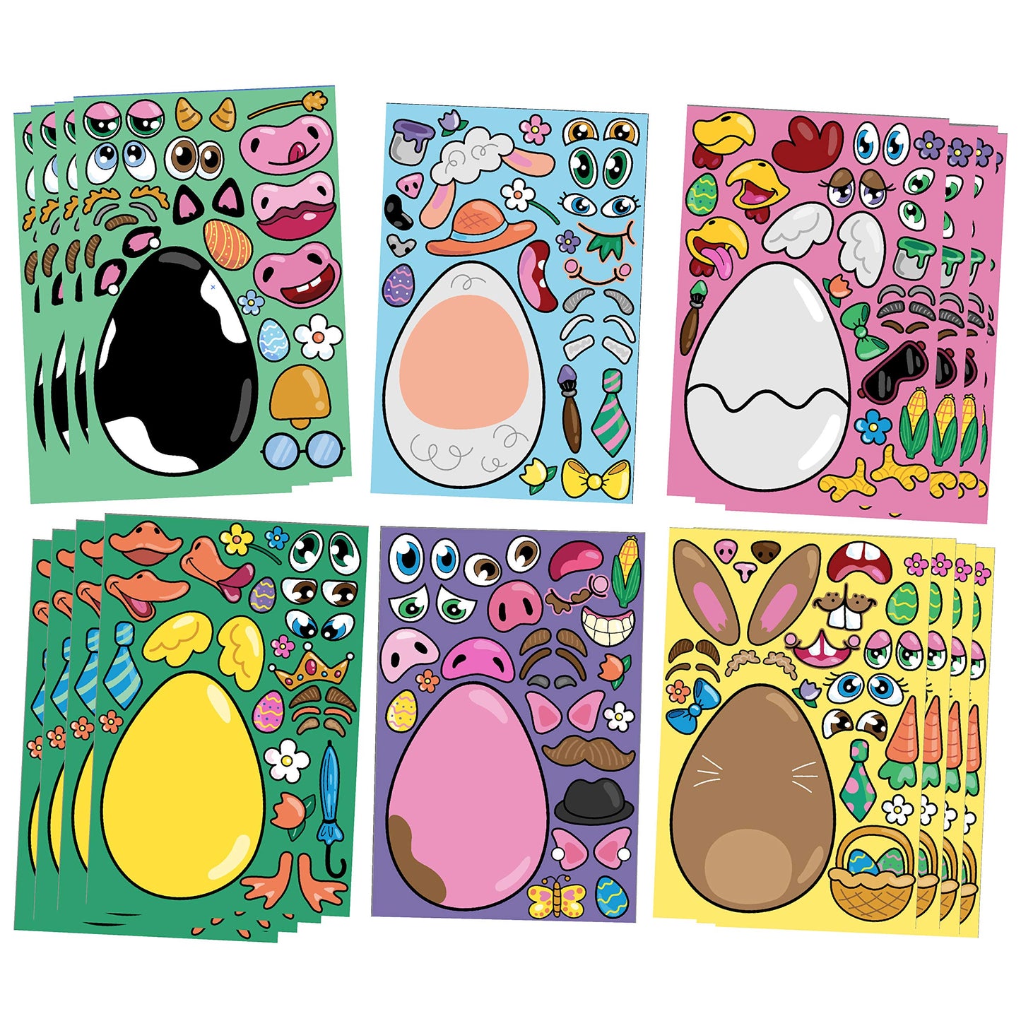 JOYIN 24 PCS Easter Stickers – Make-a-Face Animal Set with Easter Egg Theme