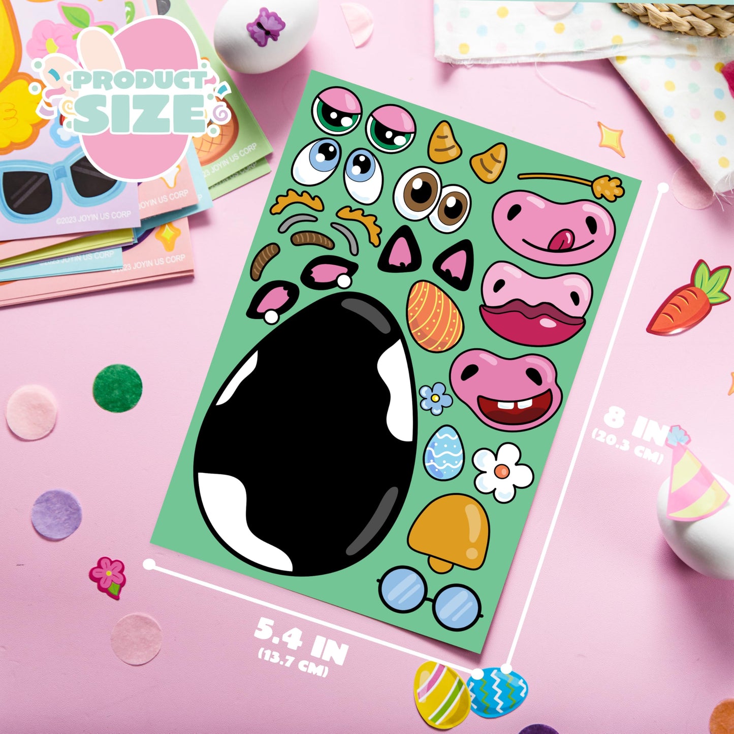 JOYIN 24 PCS Easter Stickers – Make-a-Face Animal Set with Easter Egg Theme