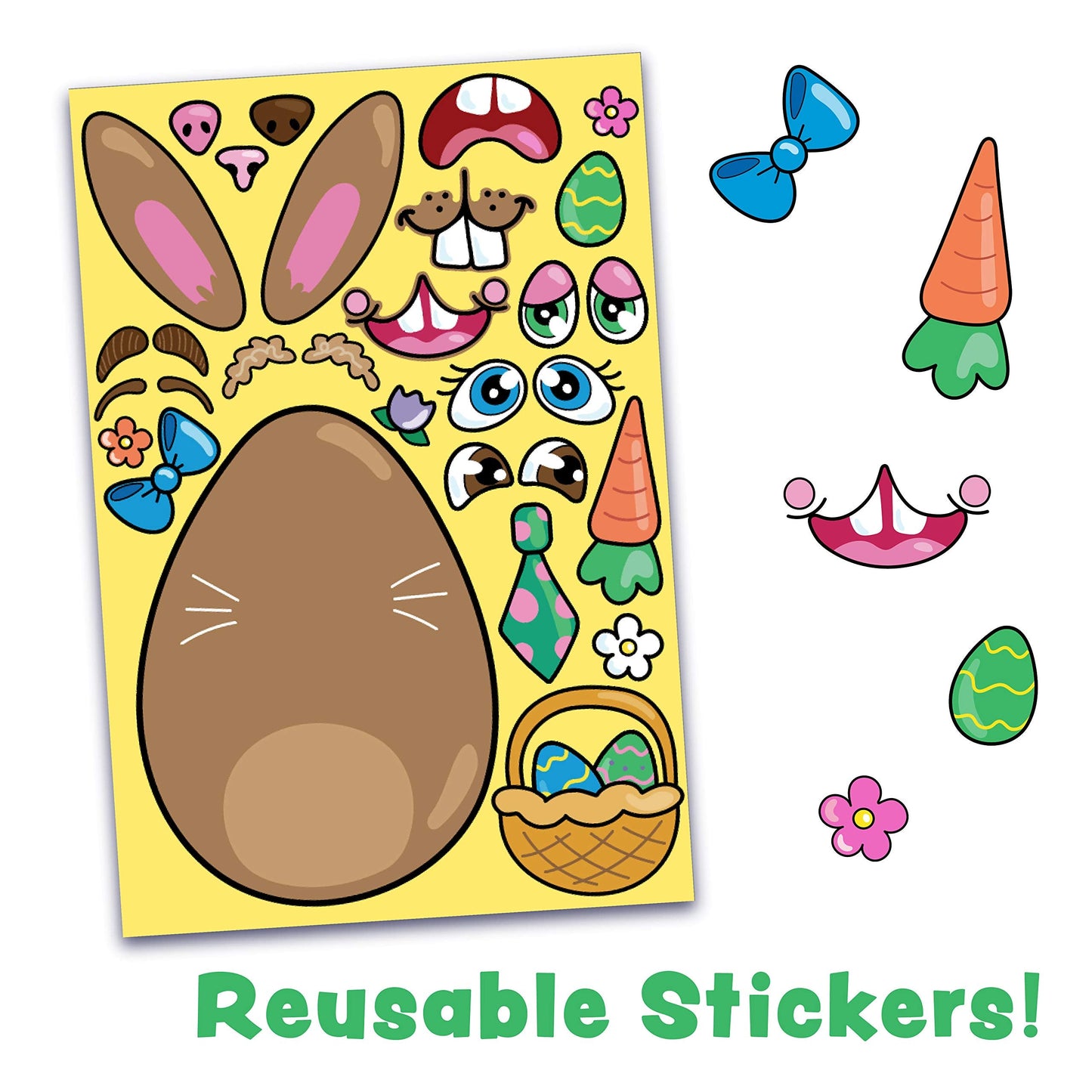 JOYIN 24 PCS Easter Stickers – Make-a-Face Animal Set with Easter Egg Theme