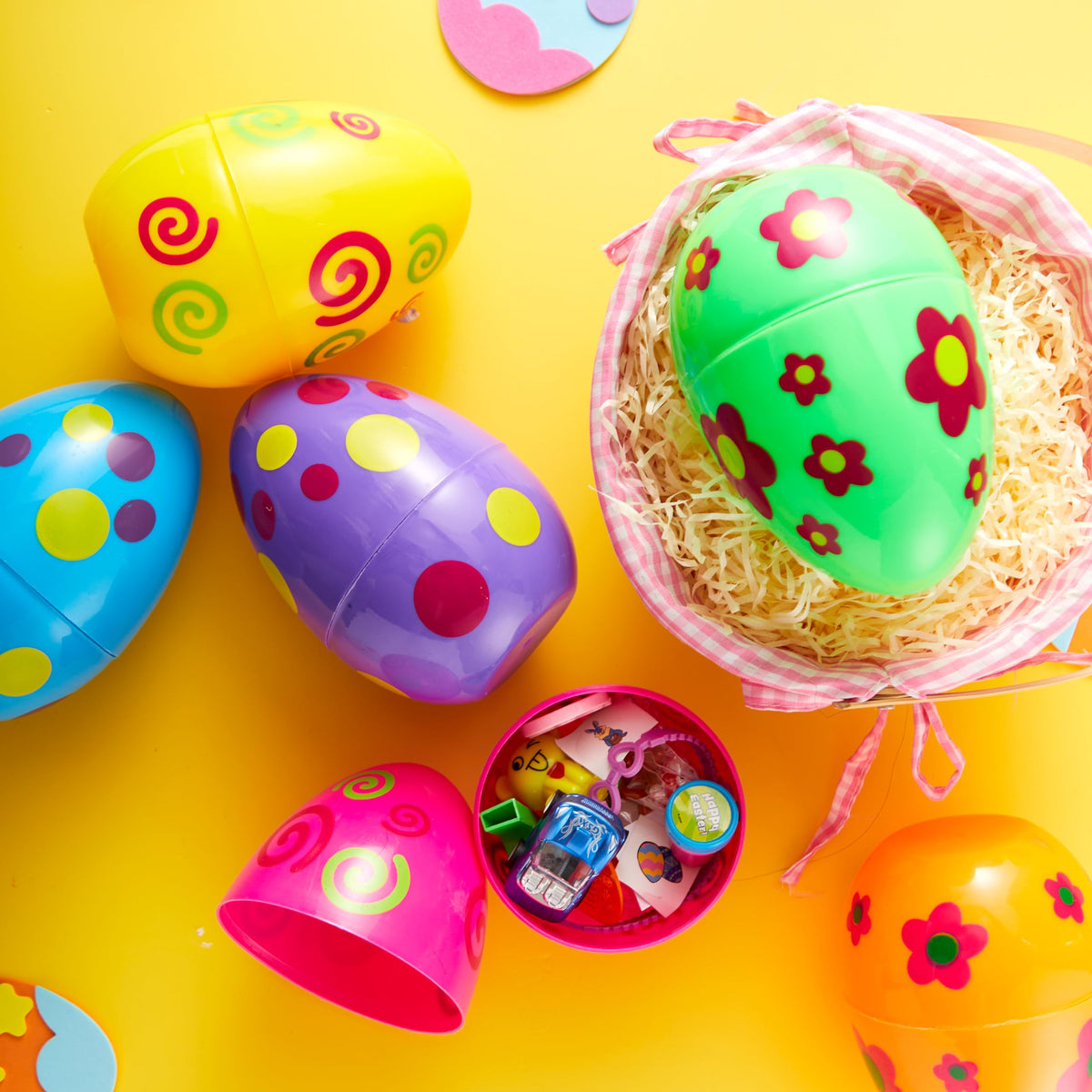 JOYIN 6 Pcs Large Printed Easter Eggs – Jumbo 6-in Fillable Eggs for Easter Hunts & Decor