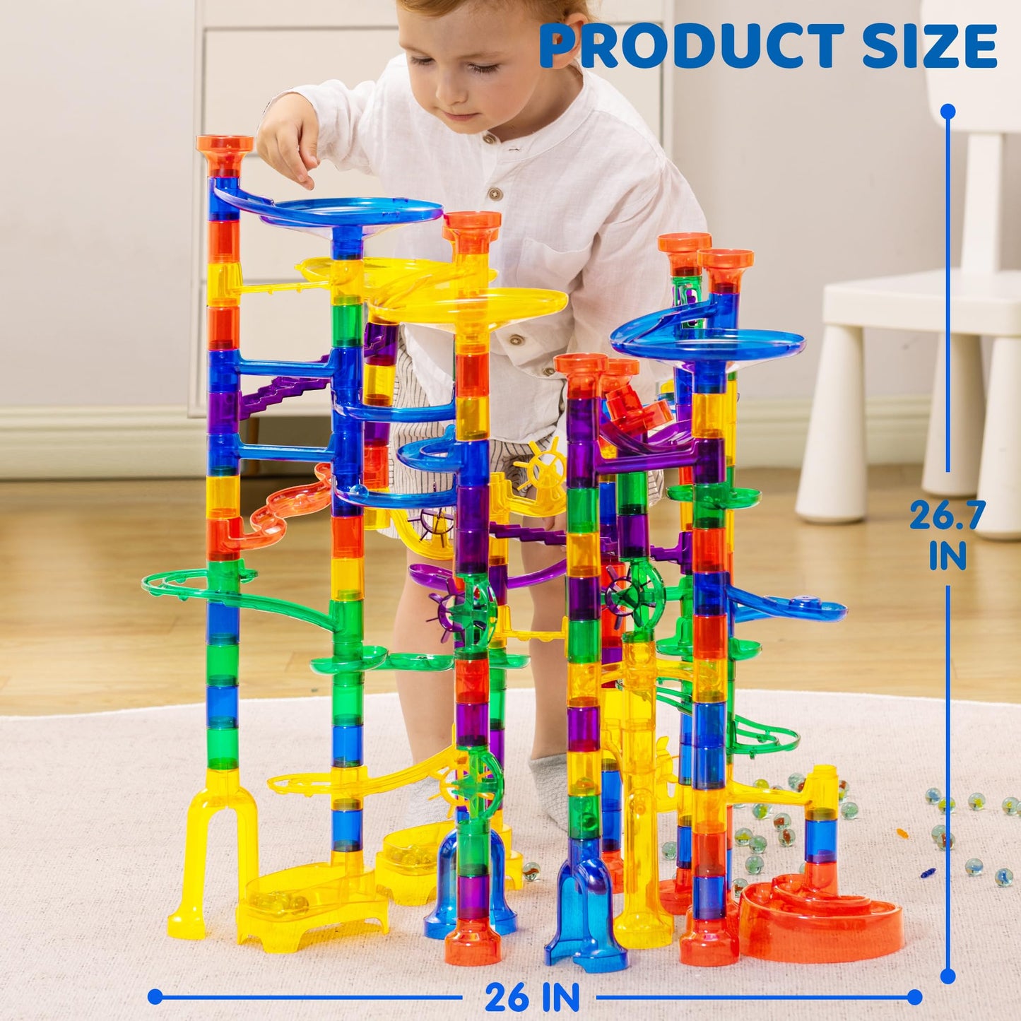 JOYIN 207Pcs Glowing Marble Run – STEM Building Blocks Toy for Kids