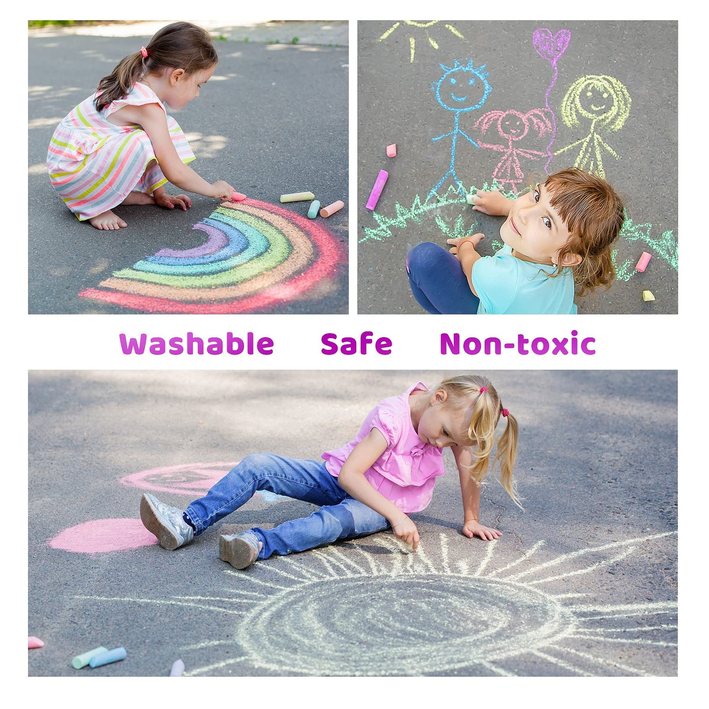 JOYIN 150 Pcs Sidewalk Chalk Set – 30 Packs, 5 Colors, Non-Toxic & Washable