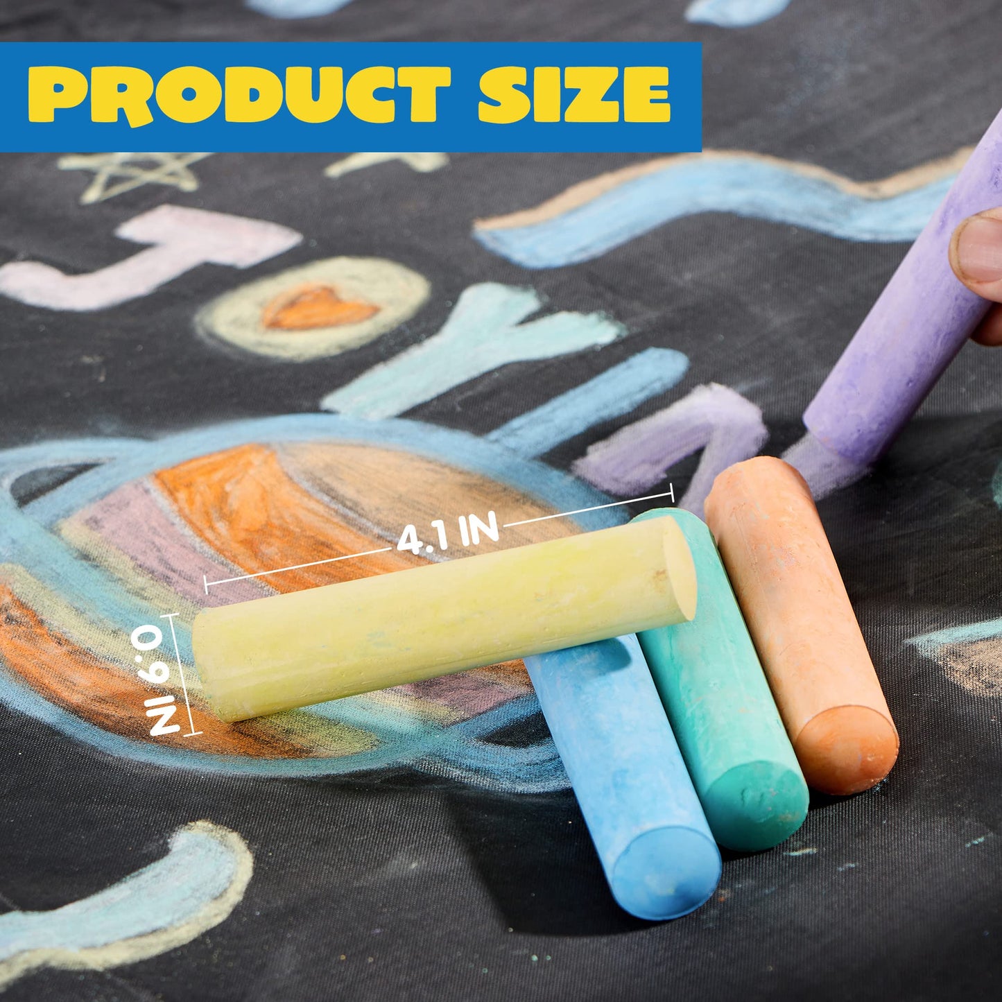 JOYIN 180 PCS Washable Sidewalk Chalks Set – 20 Colors, Non-Toxic, Jumbo Chalk for Outdoor Art