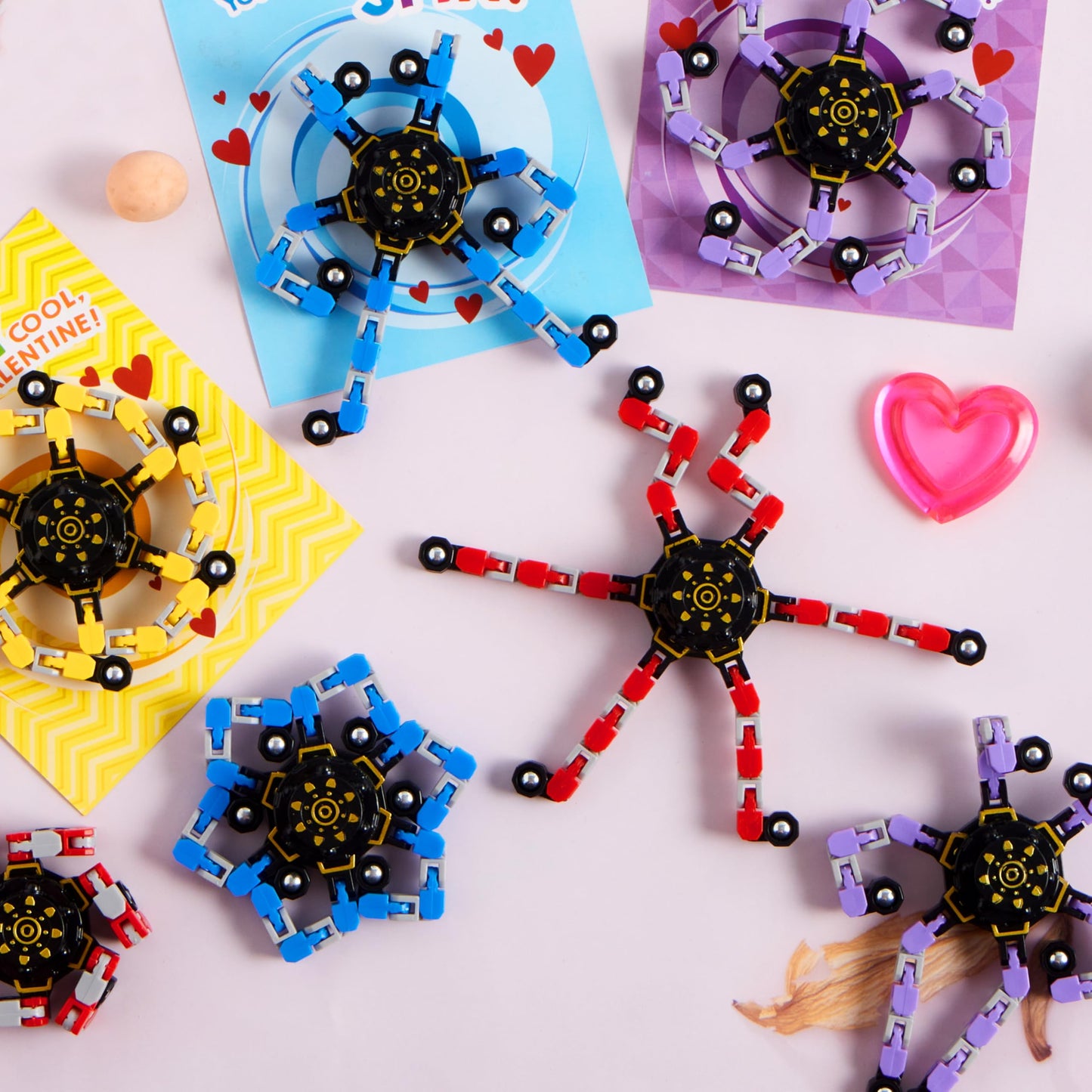 JOYIN 36-Pack Valentine's Gift Cards with Fidget Spinners – Deformable DIY Spinners for Kids
