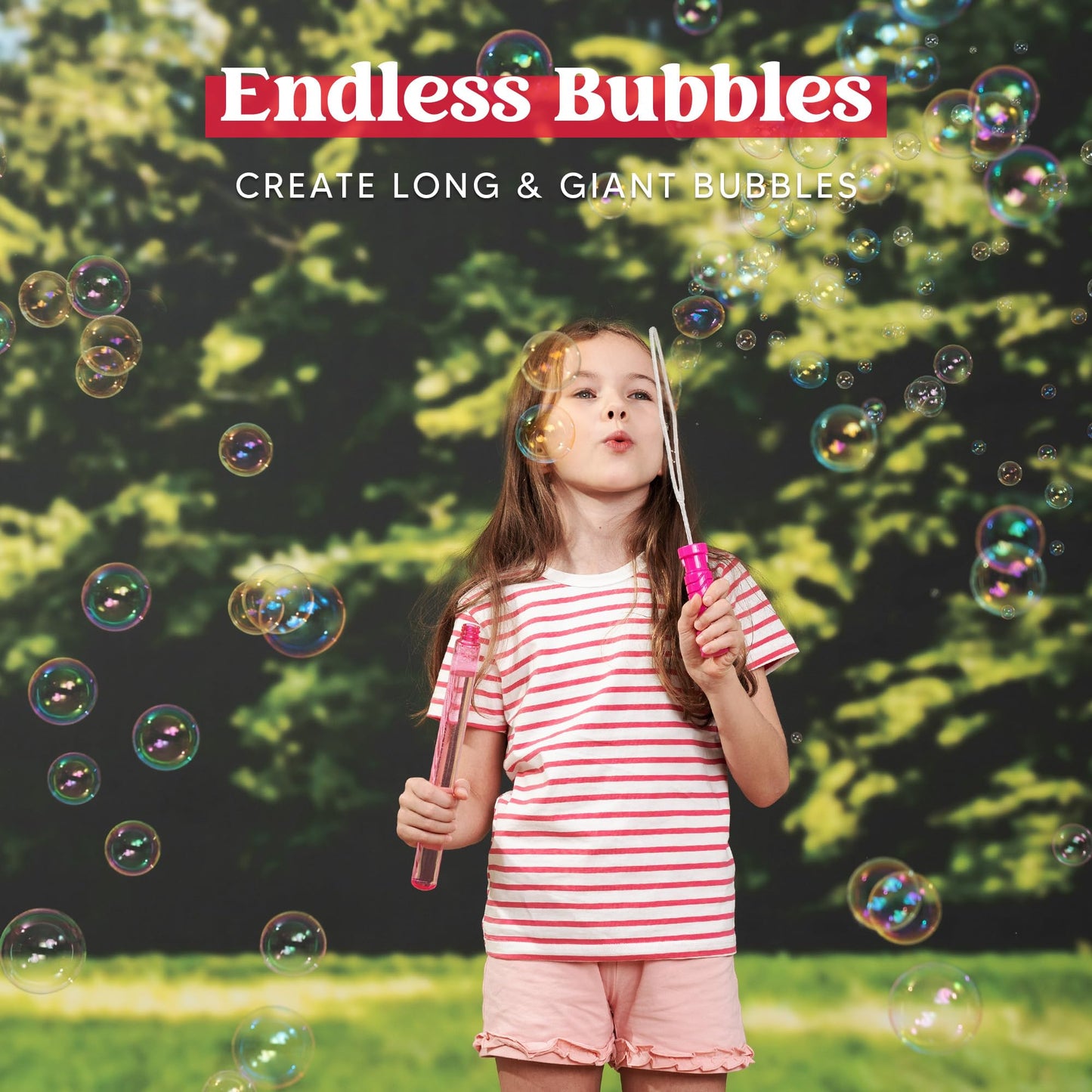 JOYIN 14.6-Inch Big Bubble Wands — 6-Color Giant Bubble Set with Refill Solution