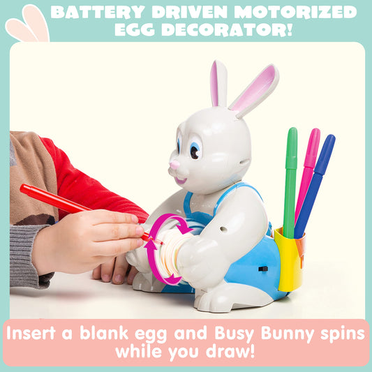 JOYIN Motorized Easter Egg Decorator Kit — Busy Bunny Spinner with 10 Non-Toxic Markers