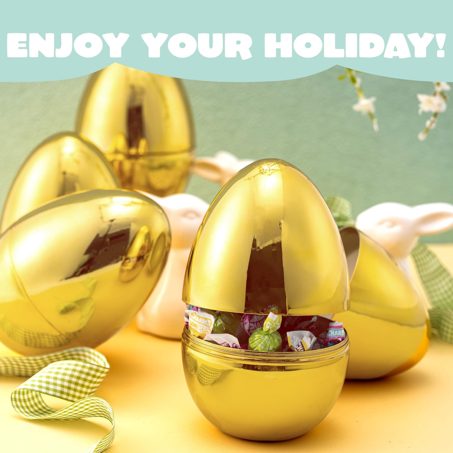 JOYIN 12 Pcs Large Gold Easter Eggs – 6-Inch Jumbo Fillable Plastic Eggs for Easter Hunt & Decor