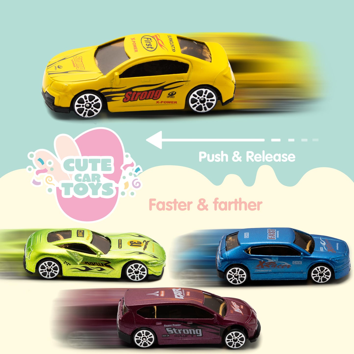 JOYIN 12 Pcs Die-Cast Car Filled Easter Eggs – Pre-Filled Eggs with Different Cars