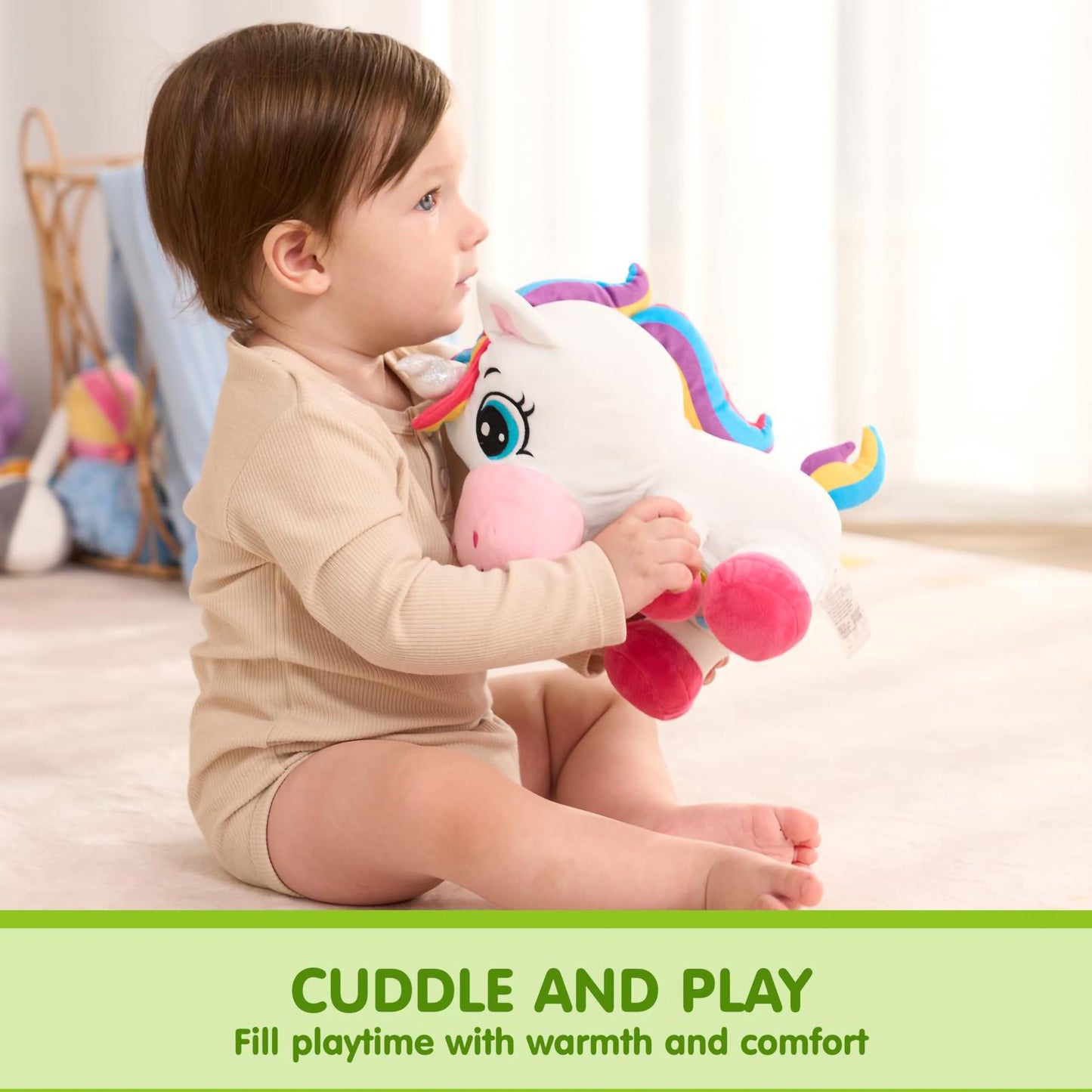 JOYIN Musical Unicorn Plush Toy – Baby Toy with Music & Light for Infants 6+ Months