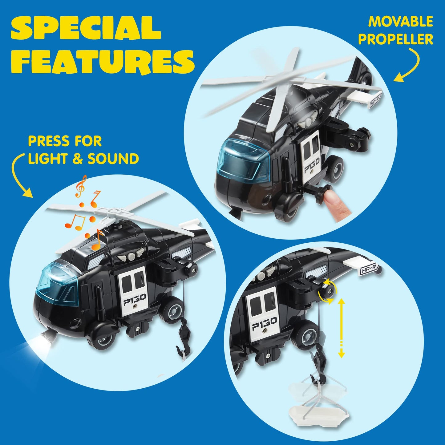 JOYIN Police Vehicle Toy Set with Lights & Sounds – Friction-Powered Emergency Vehicles for Kids Aged 3–9