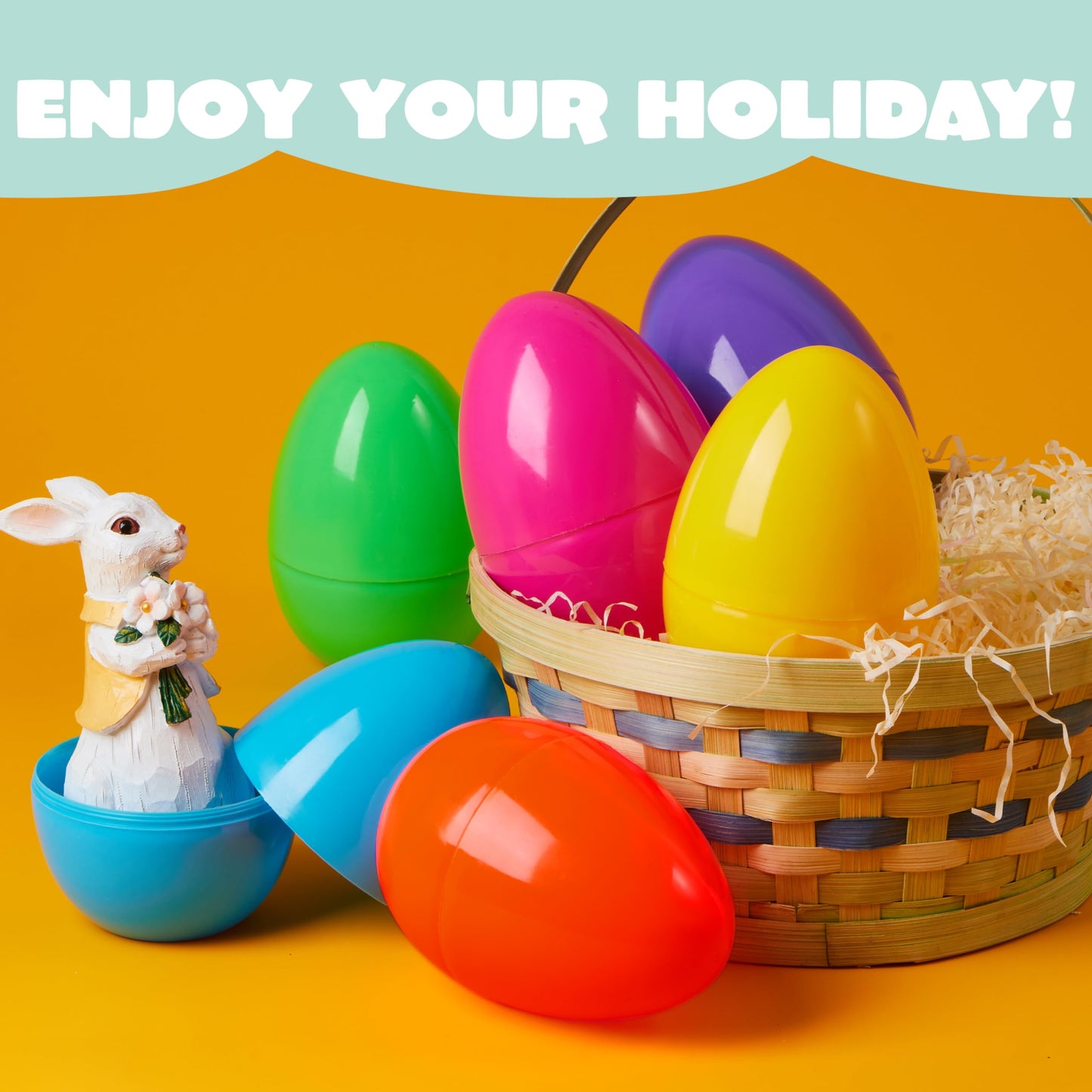 JOYIN 6 Pcs Large Plastic Easter Eggs – 6-Inch Colorful Jumbo Fillable Eggs for Easter Egg Hunts, Party Favors & Classroom Prizes