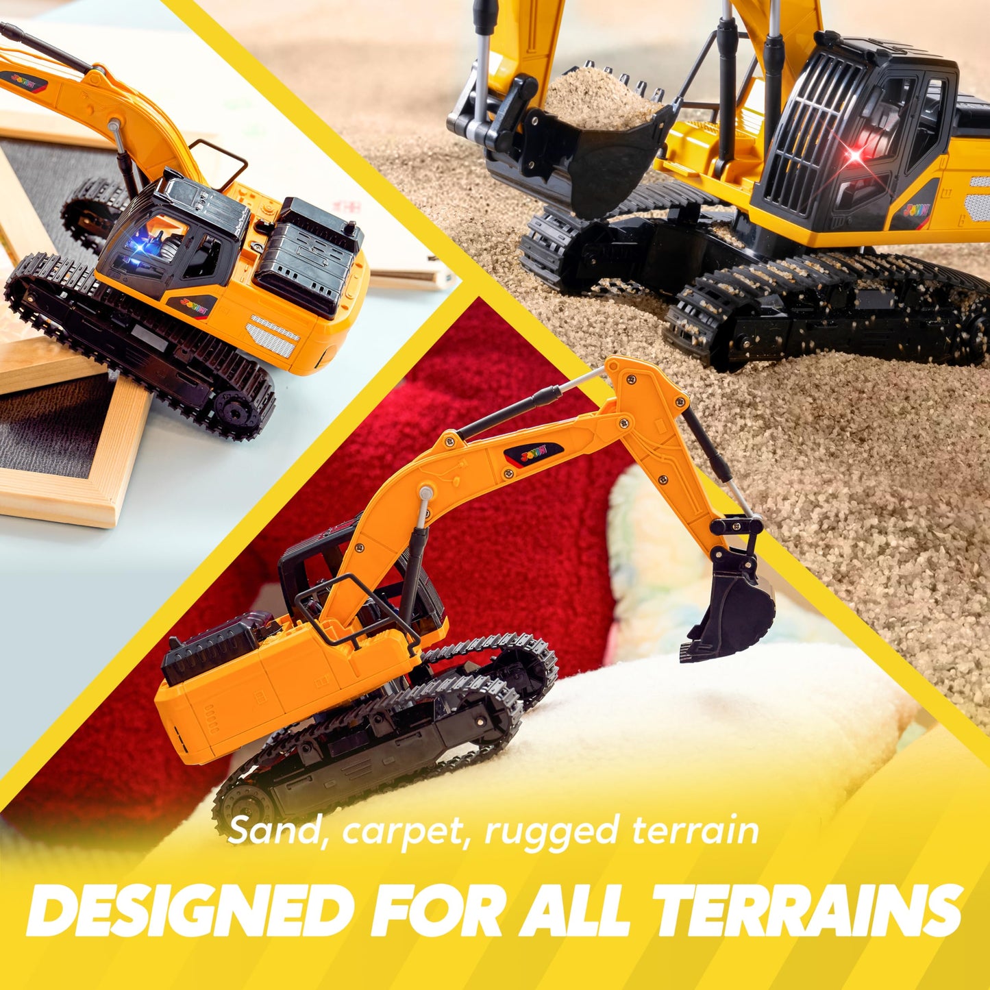JOYIN Remote Control Excavator Toys for Boys – 2.4GHz RC with LED Lights
