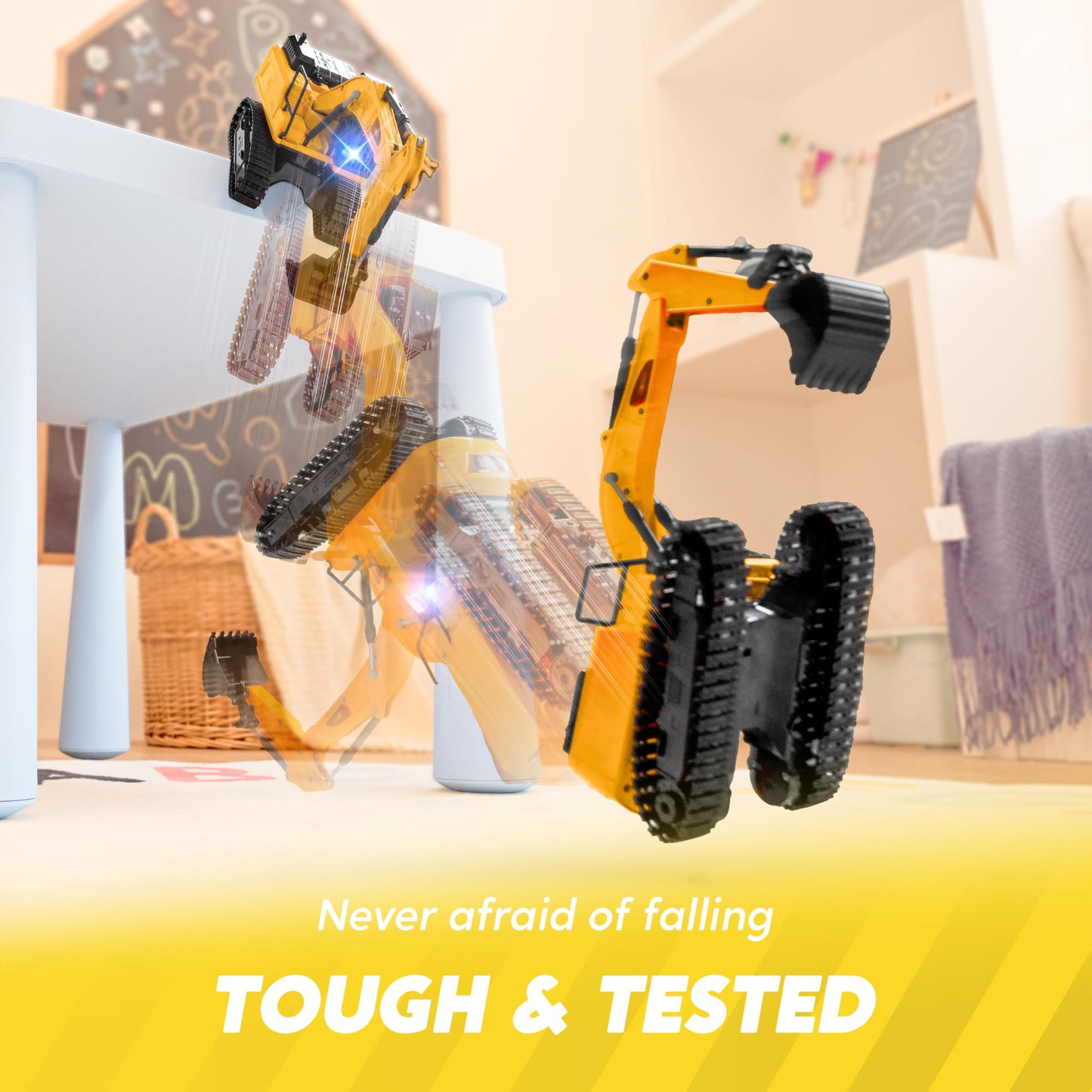 JOYIN Remote Control Excavator Toys for Boys – 2.4GHz RC with LED Lights